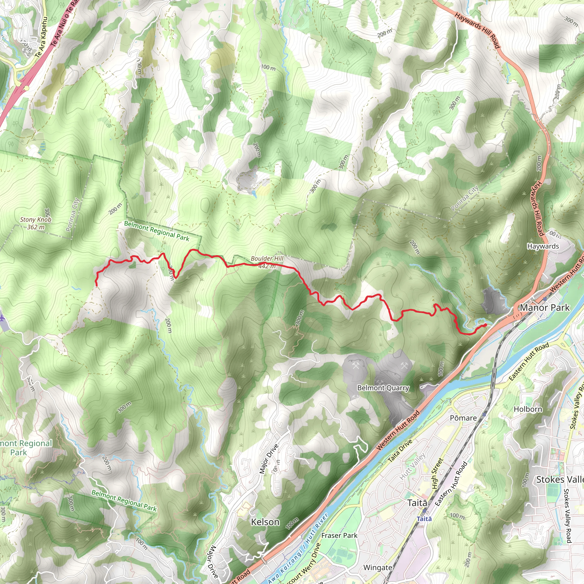 Boulder Hill via Buchanans Road Track mobile static map