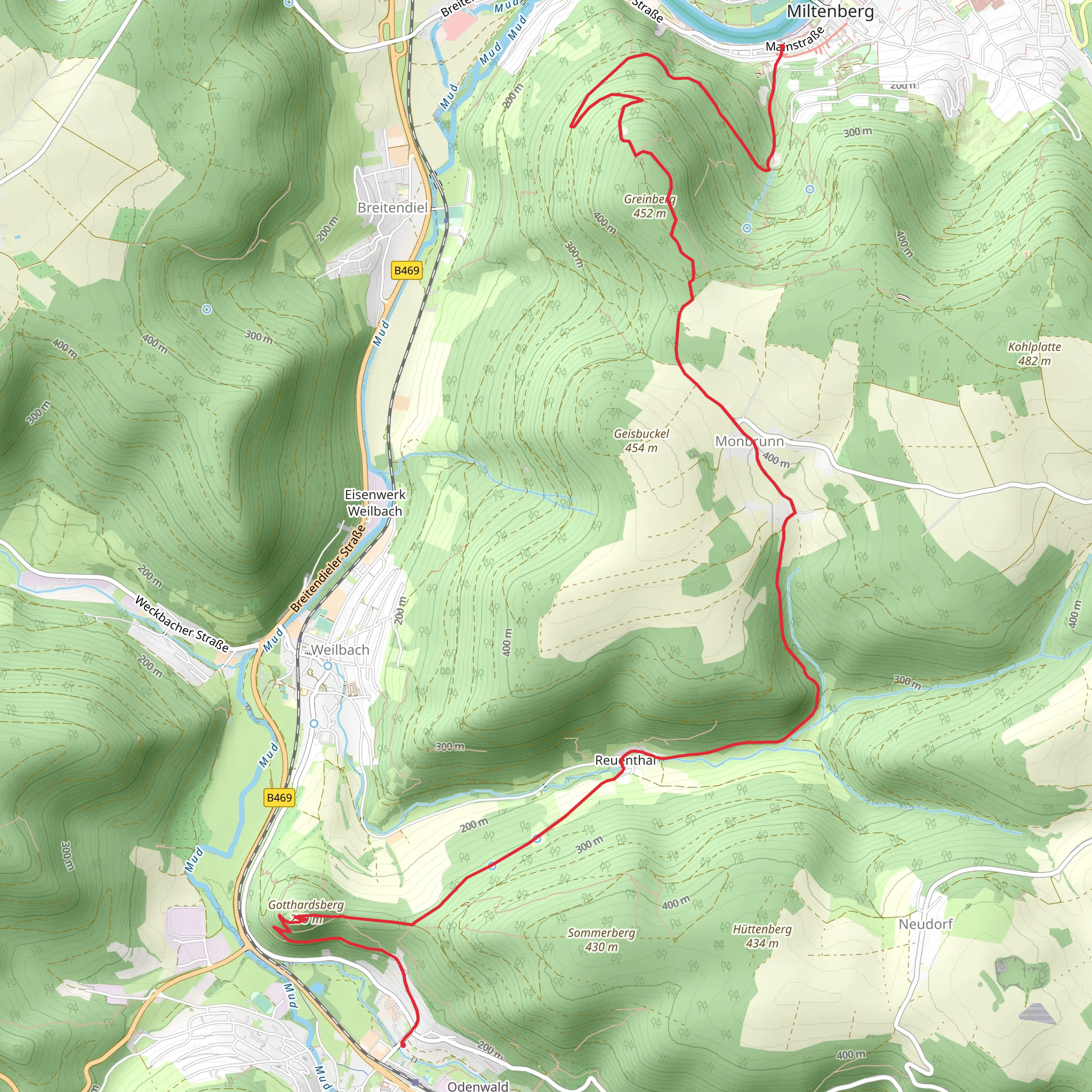 Amorbach to Mildenburg Walk via Burg Frankenberg mobile static map