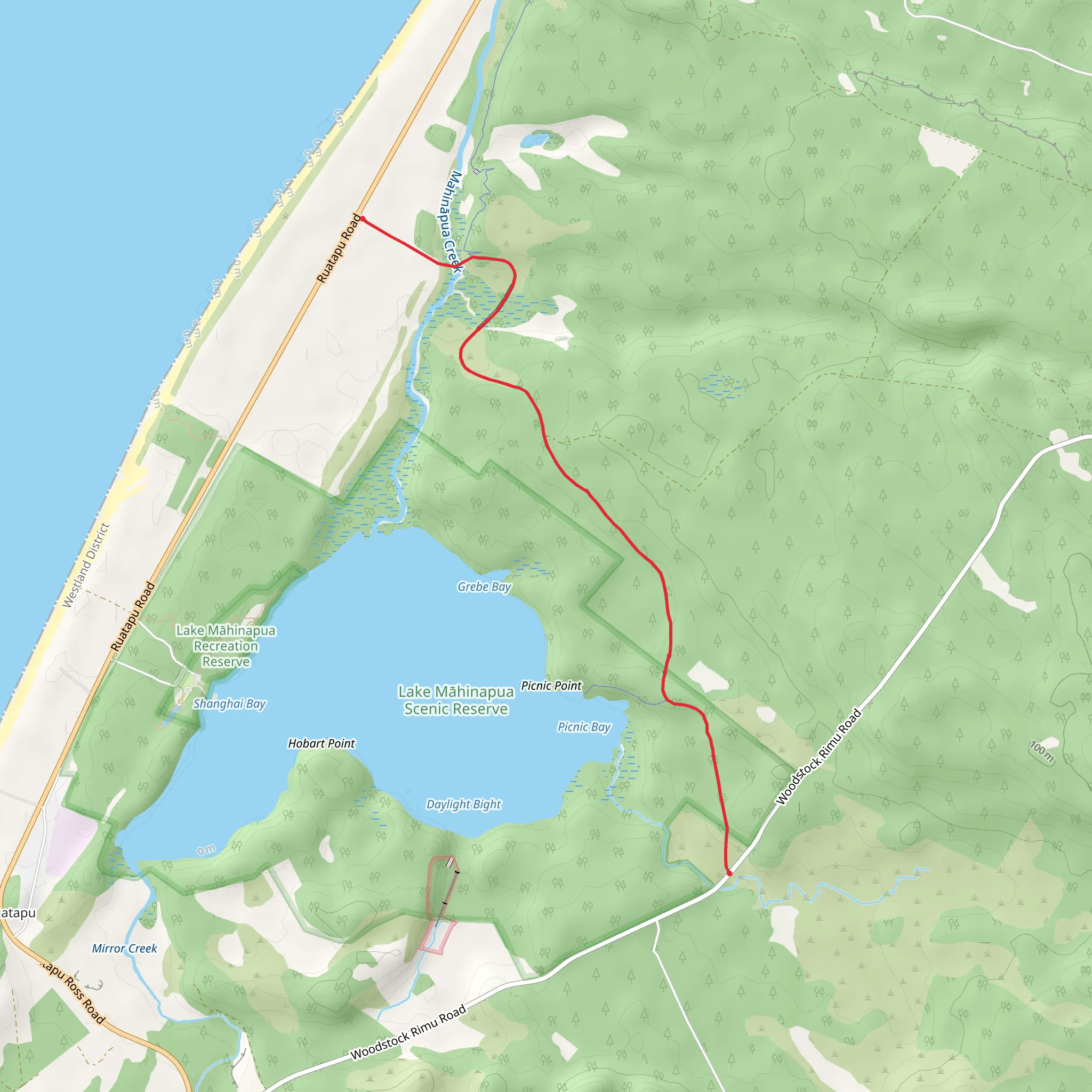 Mananui Tramline - Mahinapua Walkway mobile static map