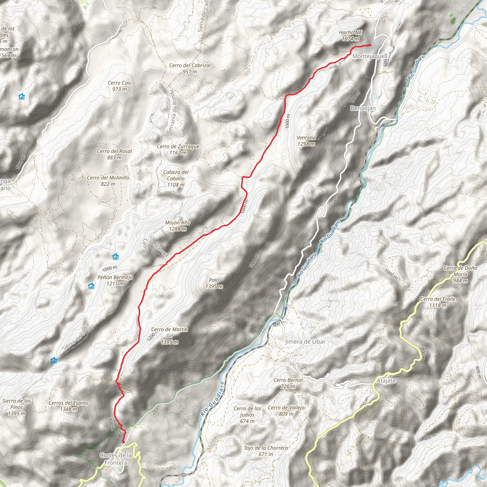 From Montejaque to Cortes de la Frontera PR A 252 mobile static map