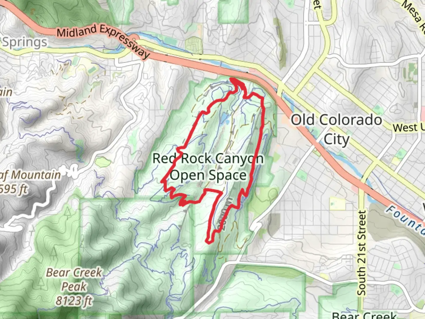 An image depicting the trail Red Rock Canyon Open Space Loop and its surrounding area.