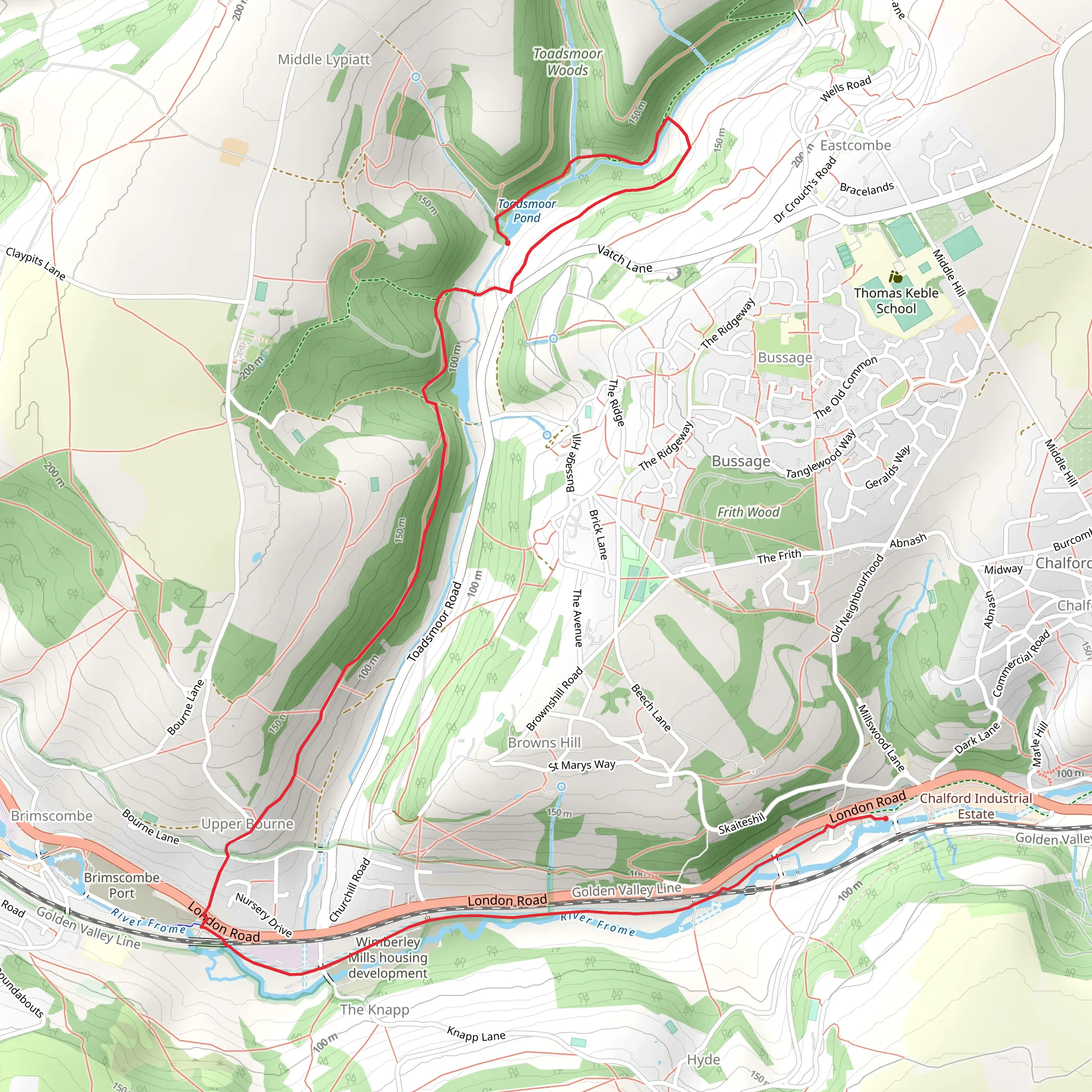 Chalford and the Toadsmoor Valley Walk mobile static map