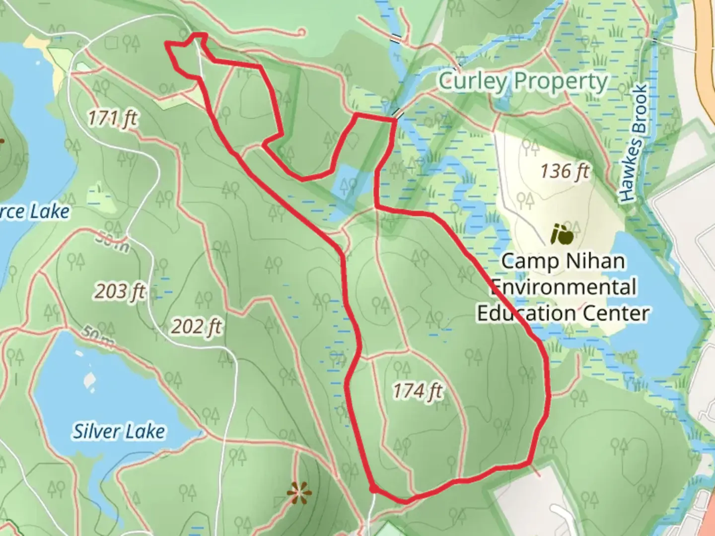 An image depicting the trail Saugus River Yellow Loop Trail and its surrounding area.
