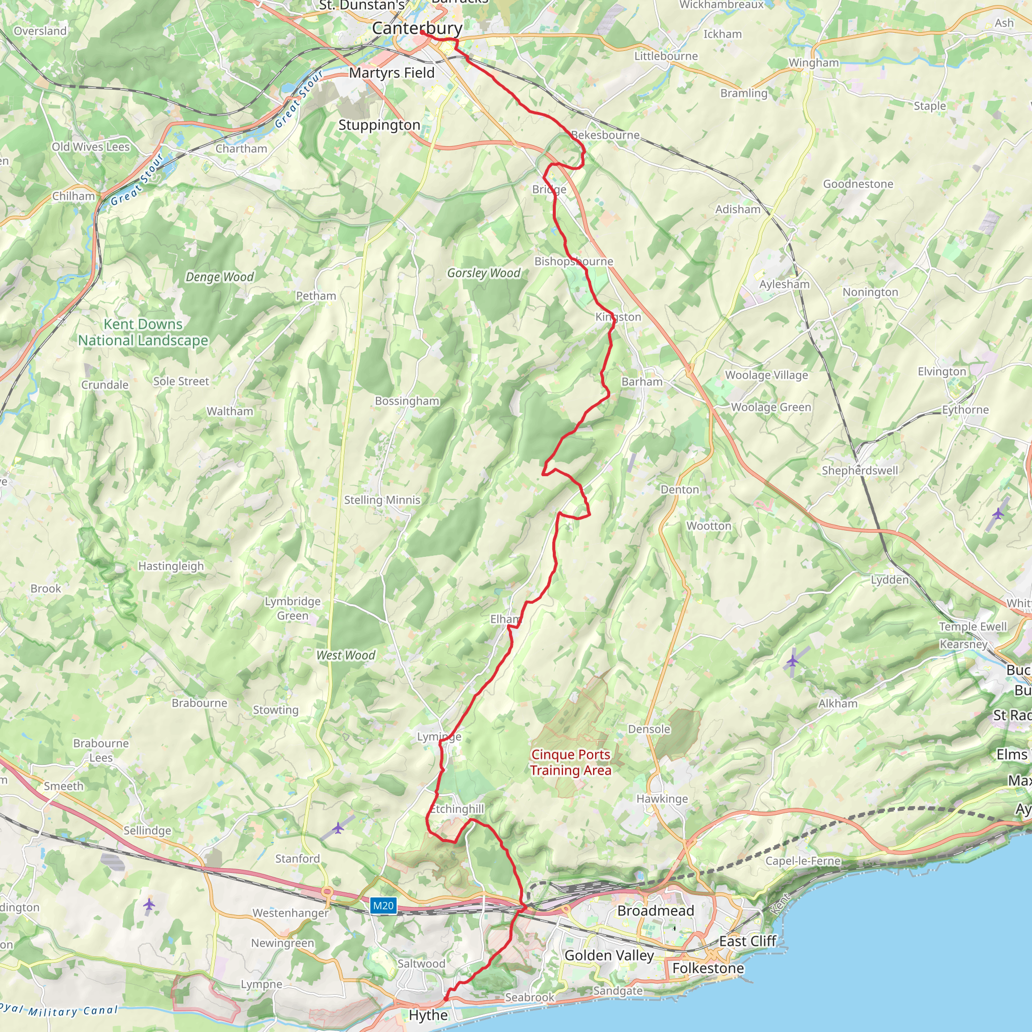 Elham Valley Way mobile static map