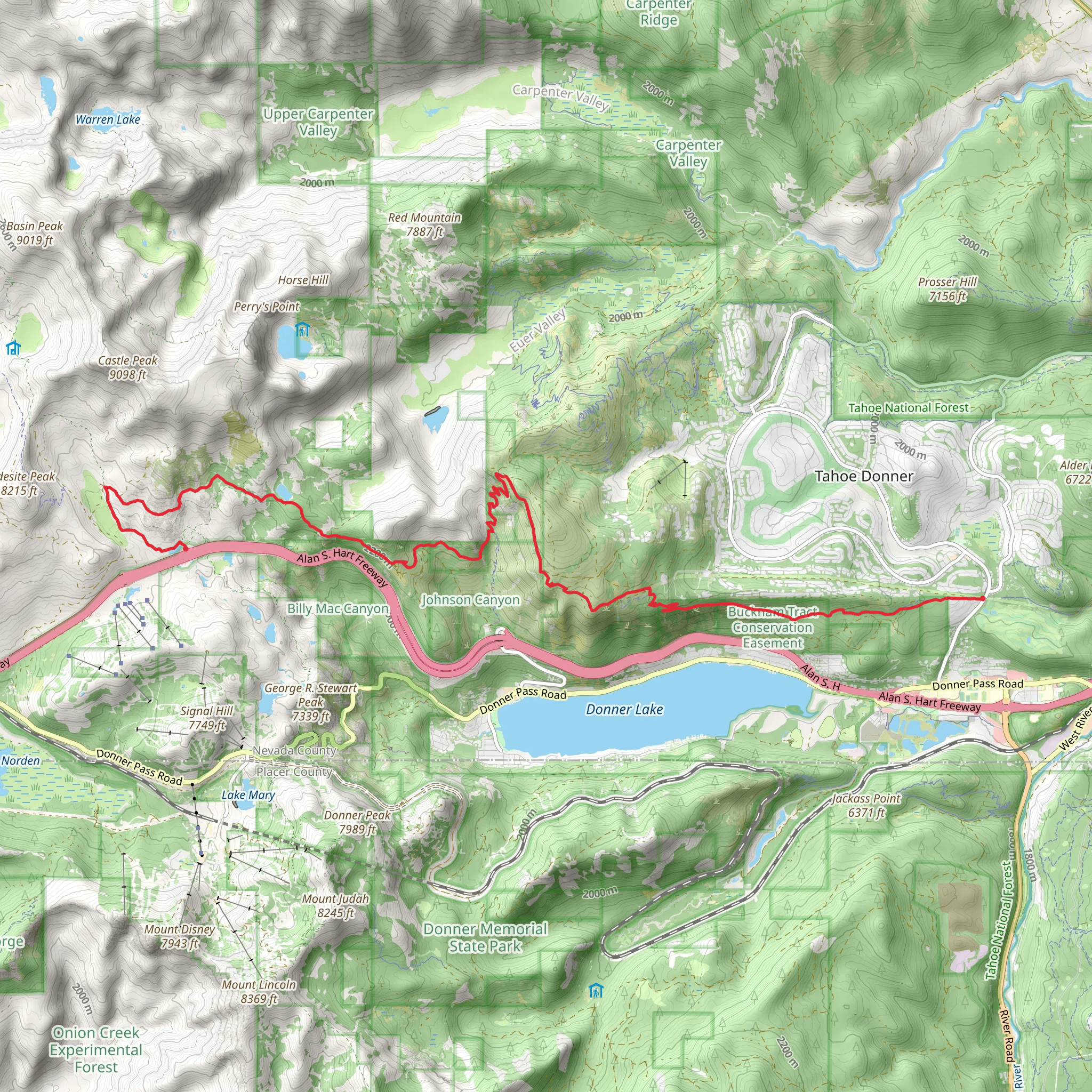 Donner Lake Rim Trail mobile static map