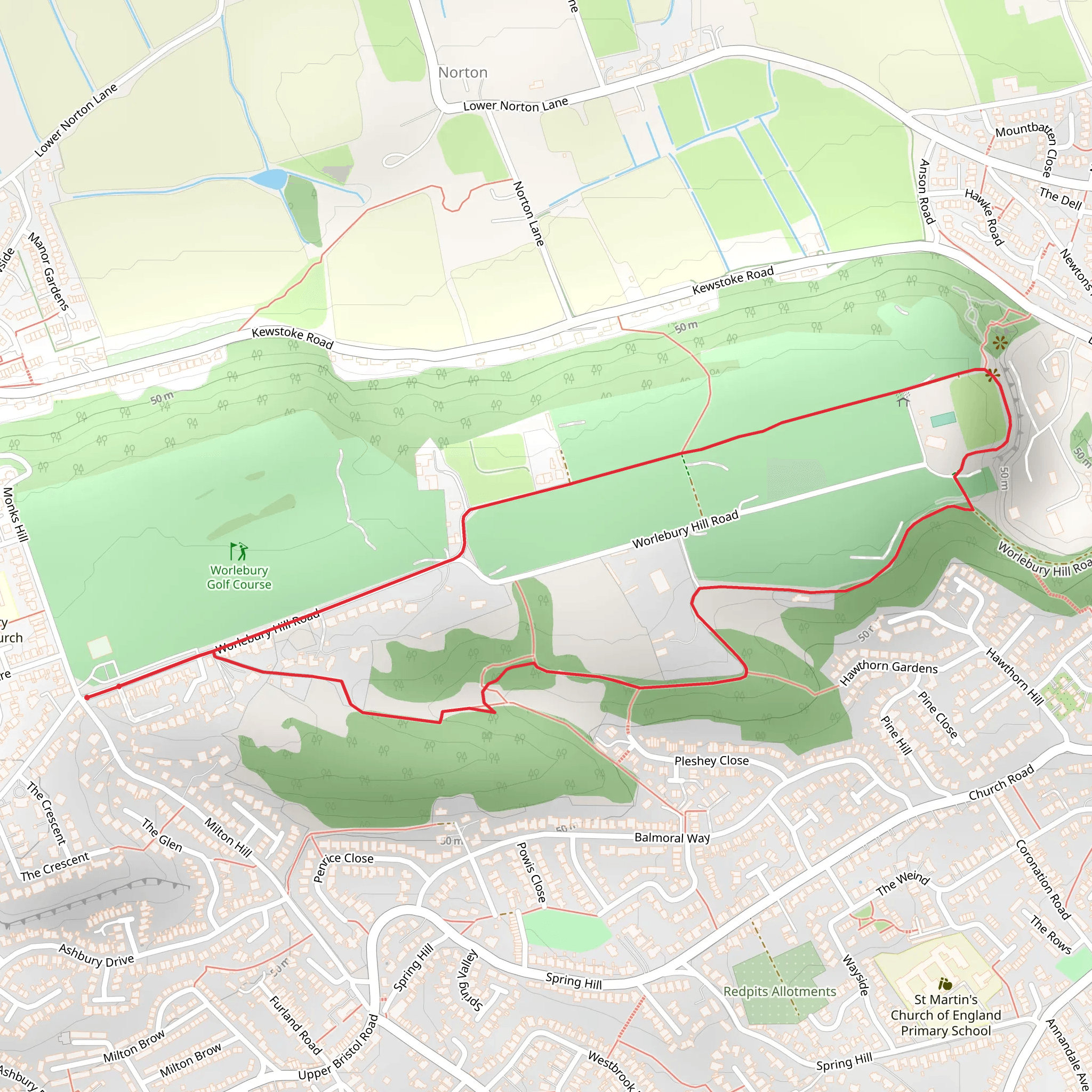 Worlebury Golf Course Loop mobile static map