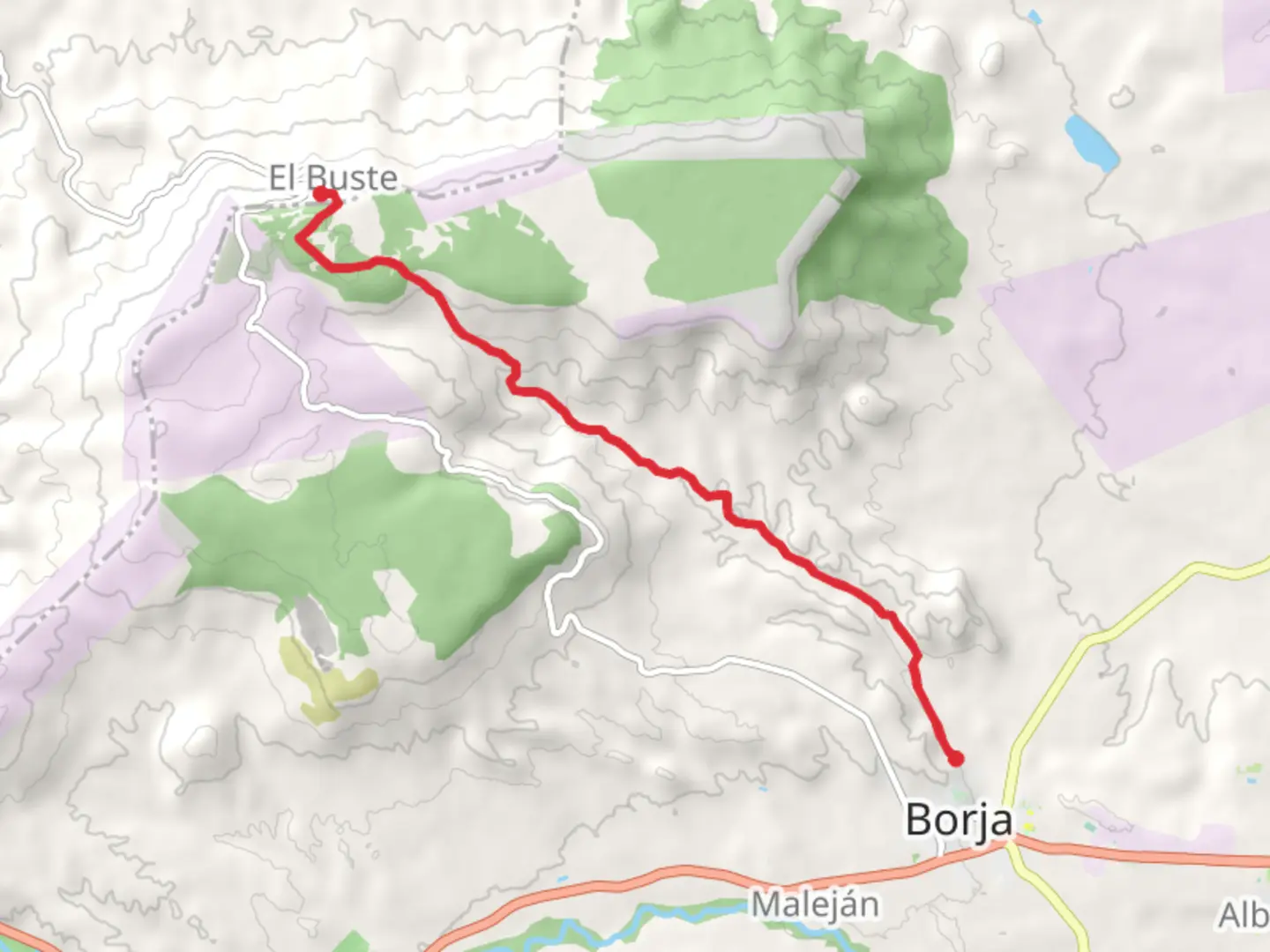An image depicting the trail Borja - The Buste PR Z 168 and its surrounding area.