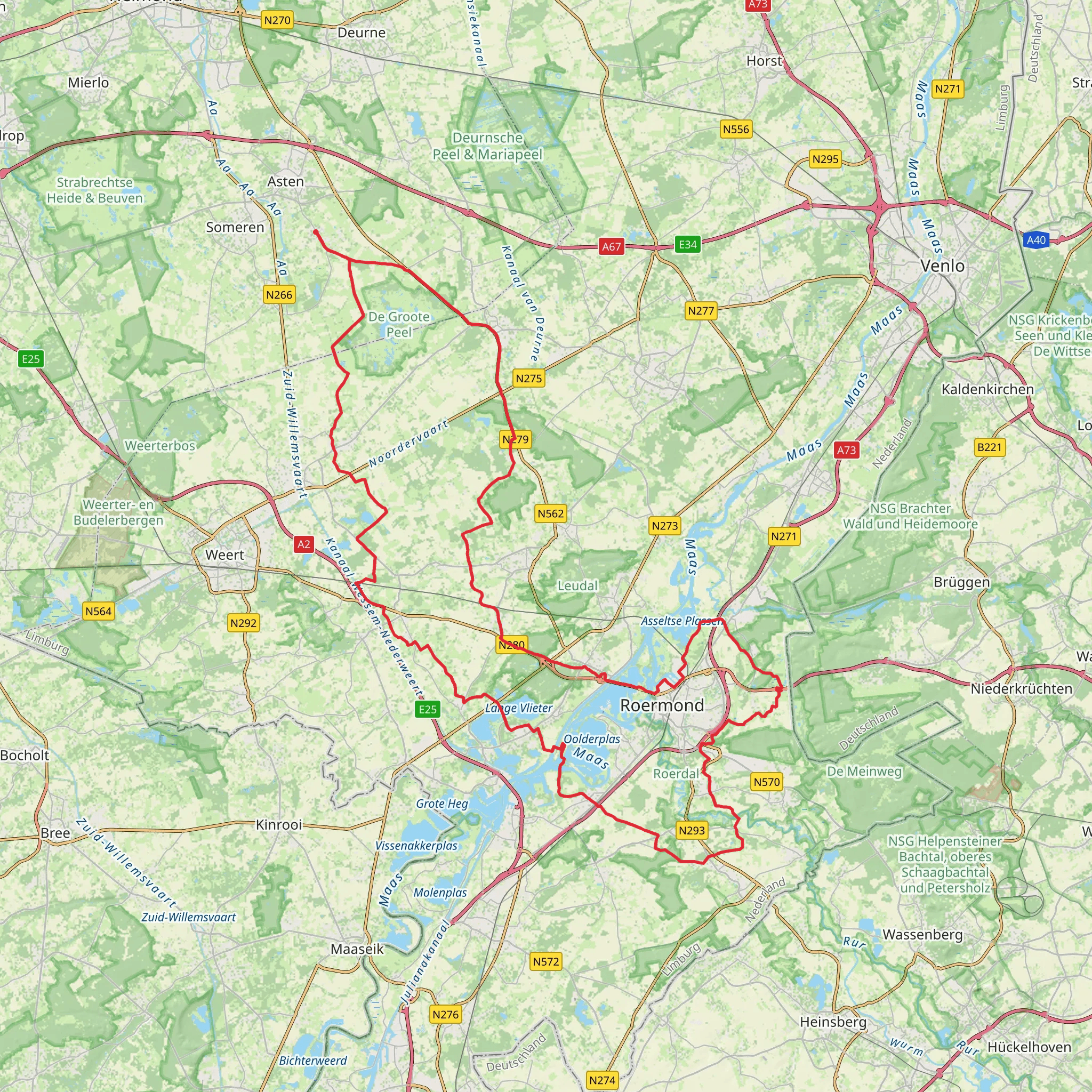 De Groote Peel and Roermond Loop mobile static map