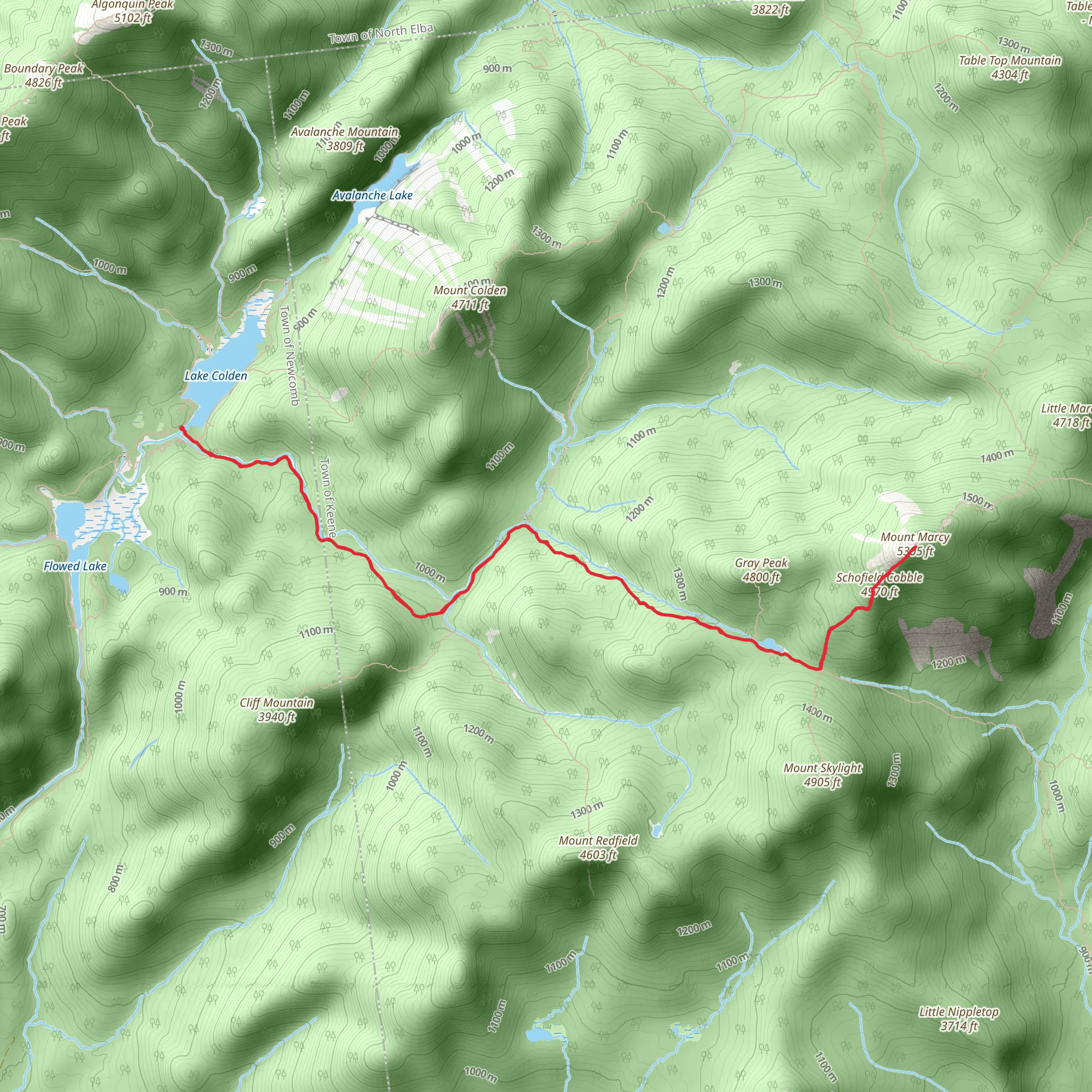 Lake Tear of the Clouds and Mount Marcy Trail mobile static map