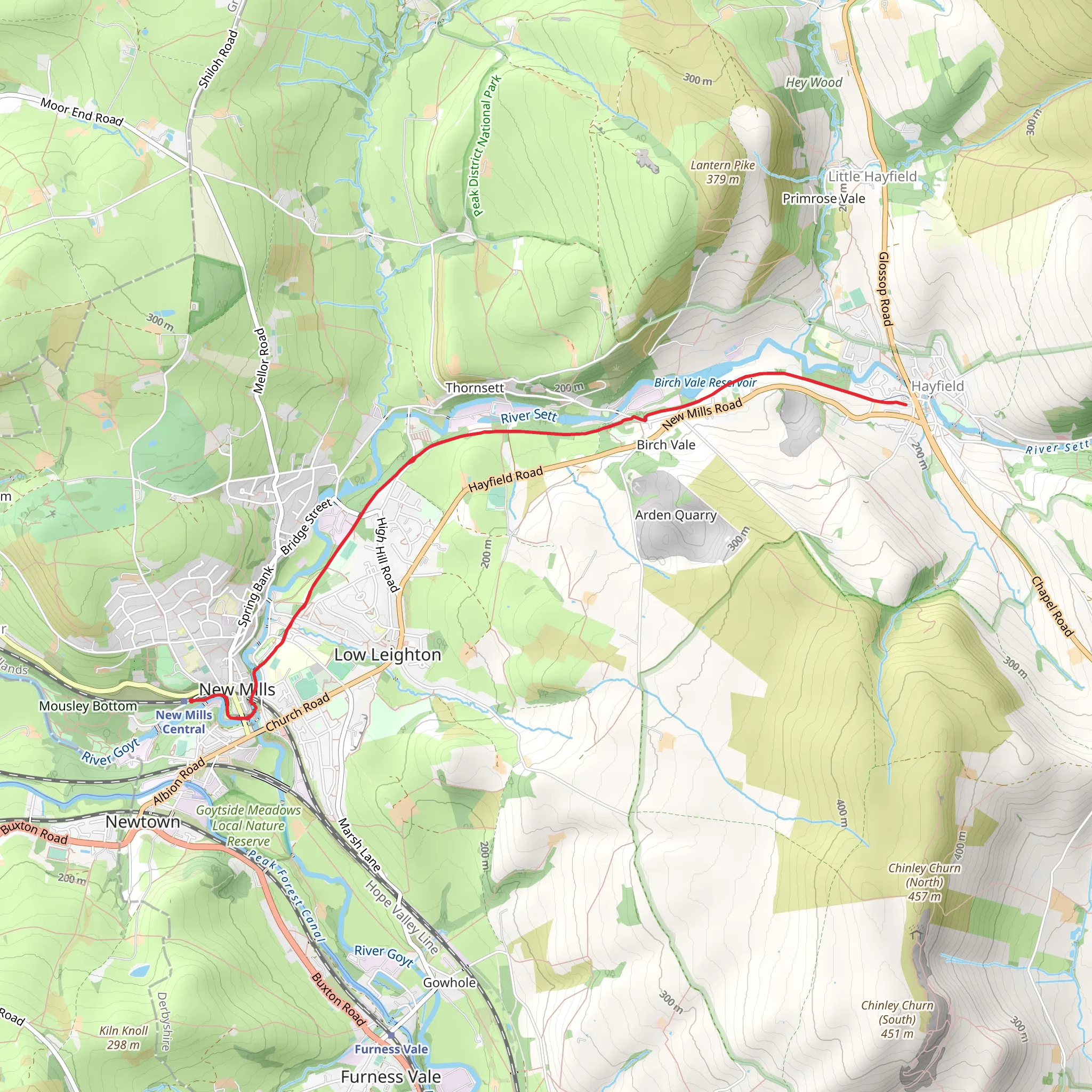 Two Millennium Walkway and Sett Valley Trail mobile static map