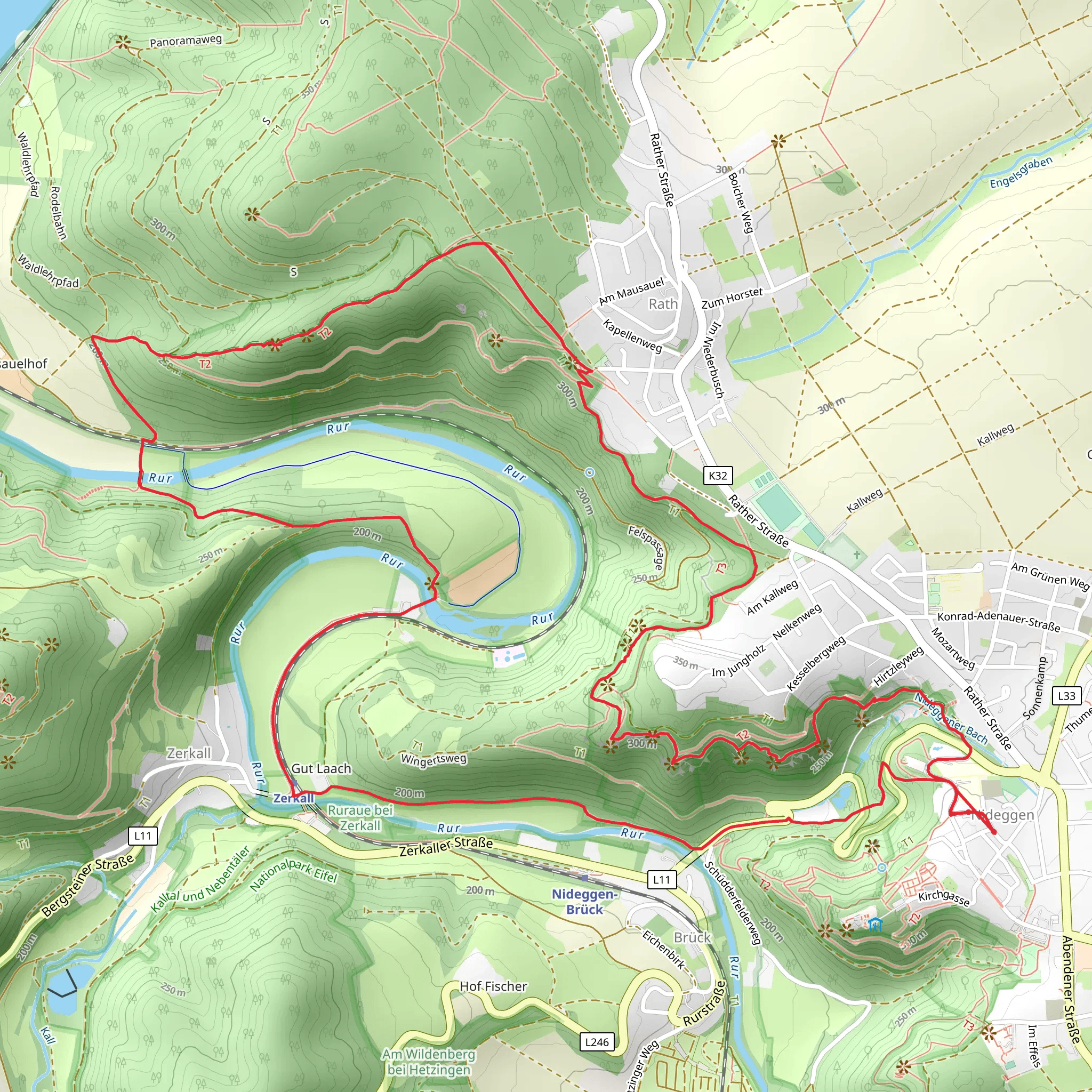 Rur, Eugenienstein and Hindenburgtor via Heinrich Boell Weg mobile static map