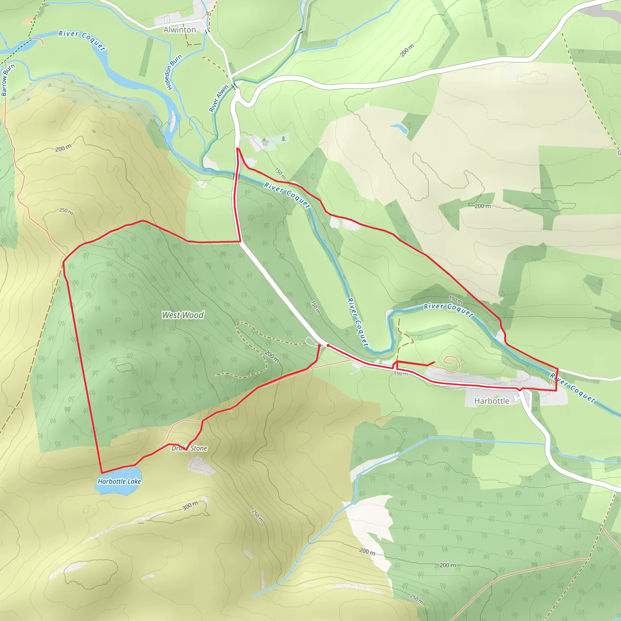 Harbottle and West Wood Loop mobile static map