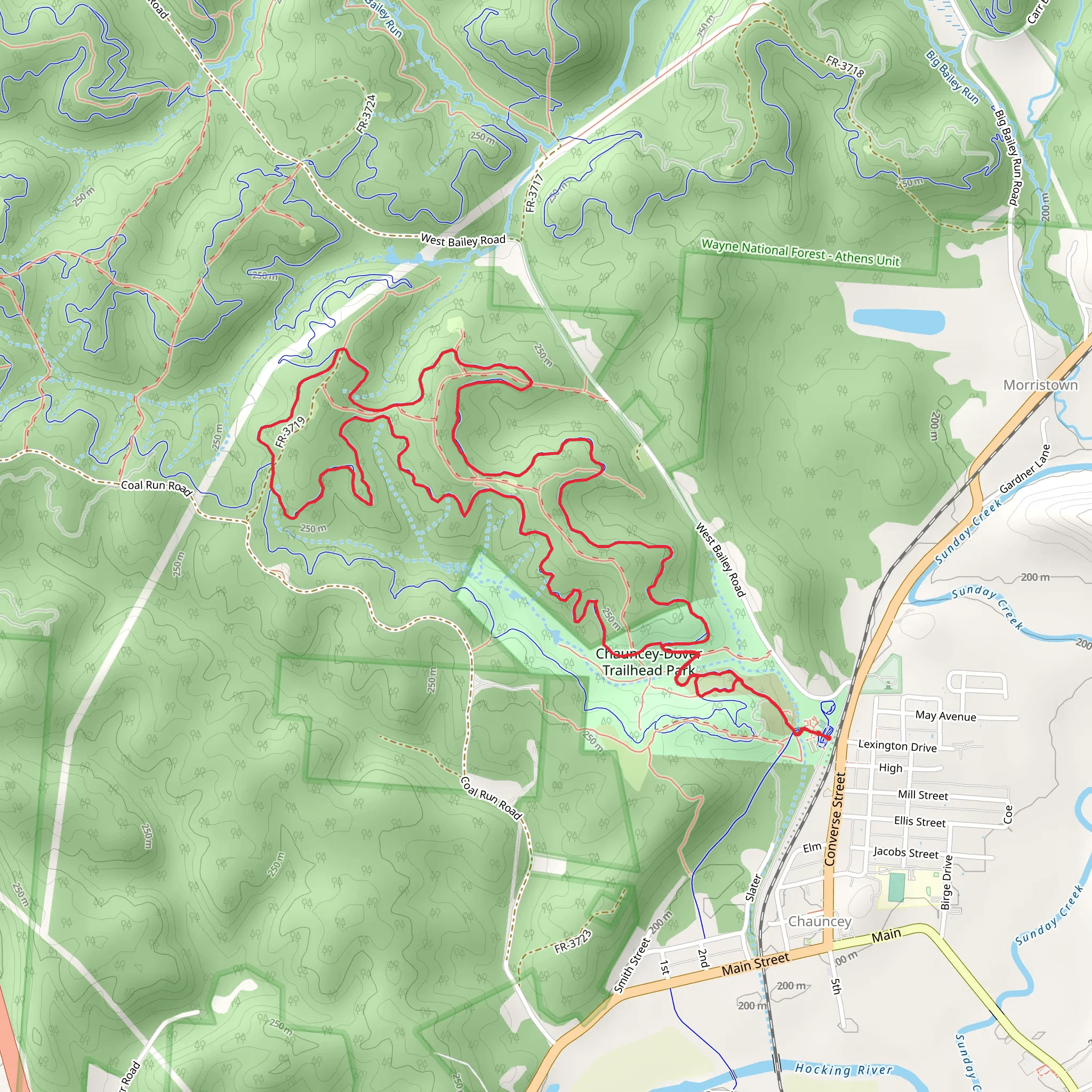 Chauncey Depot Trail, Coal Trail and Salt Works Trail mobile static map