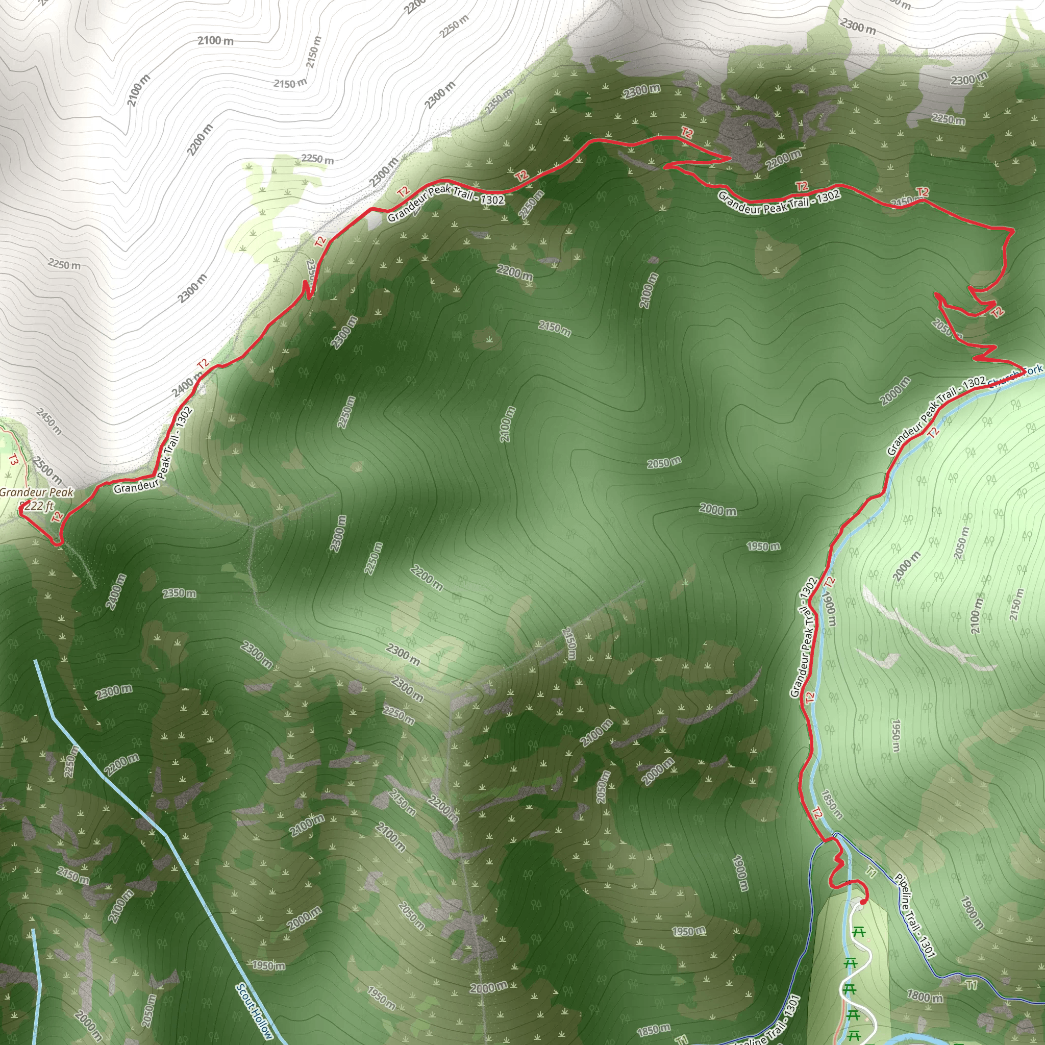 Grandeur Peak Trail mobile static map