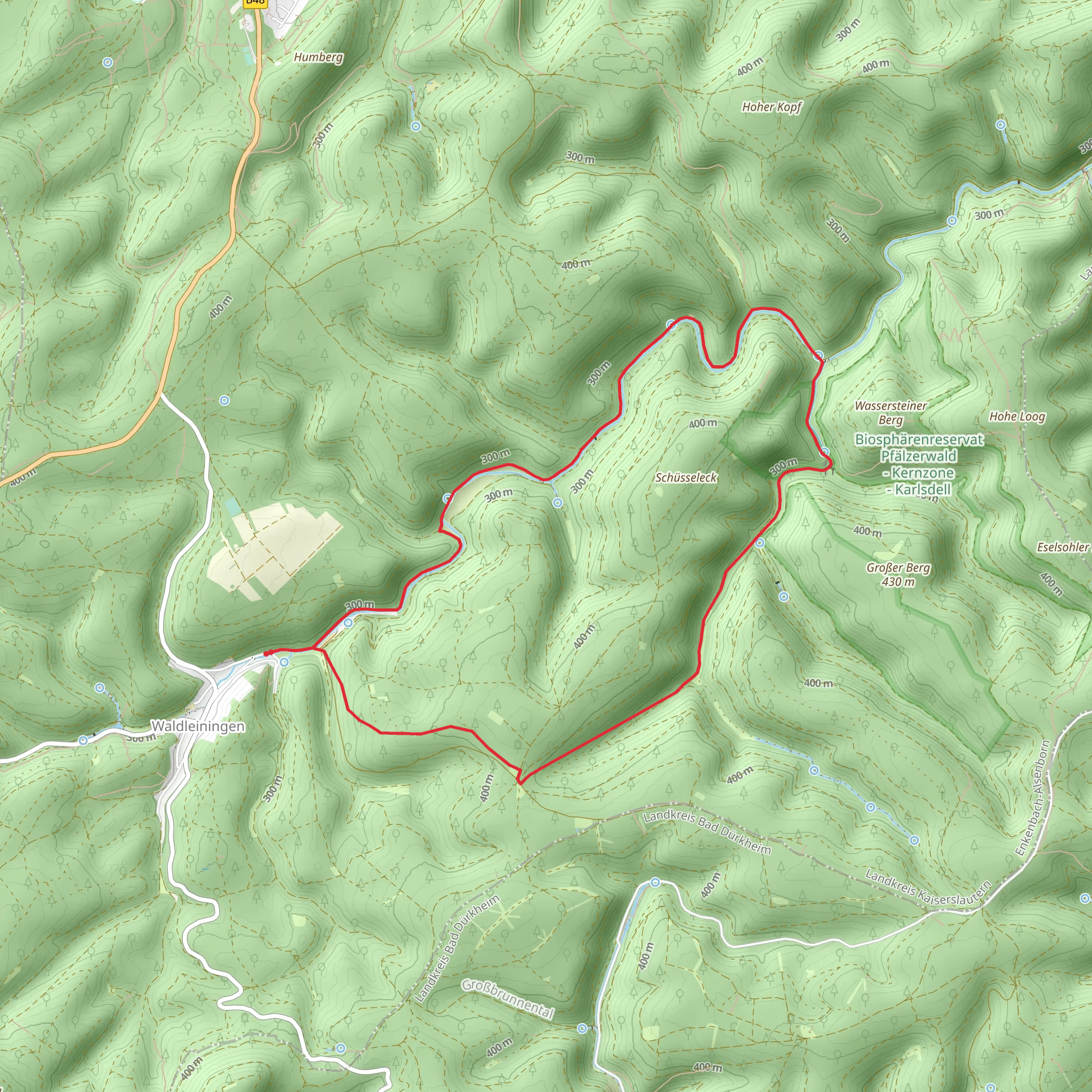 Staatsforst Loop via Pfäzerwald Weiß Roter Balken mobile static map