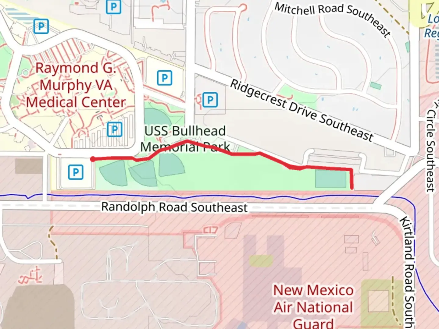 An image depicting the trail USS Bullhead Memorial Park and its surrounding area.