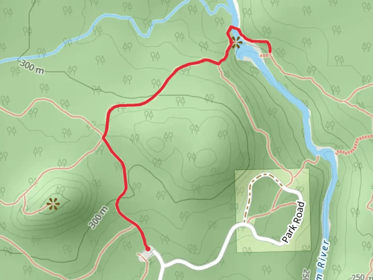 An image depicting the trail High Falls via Superior Hiking Trail and its surrounding area.