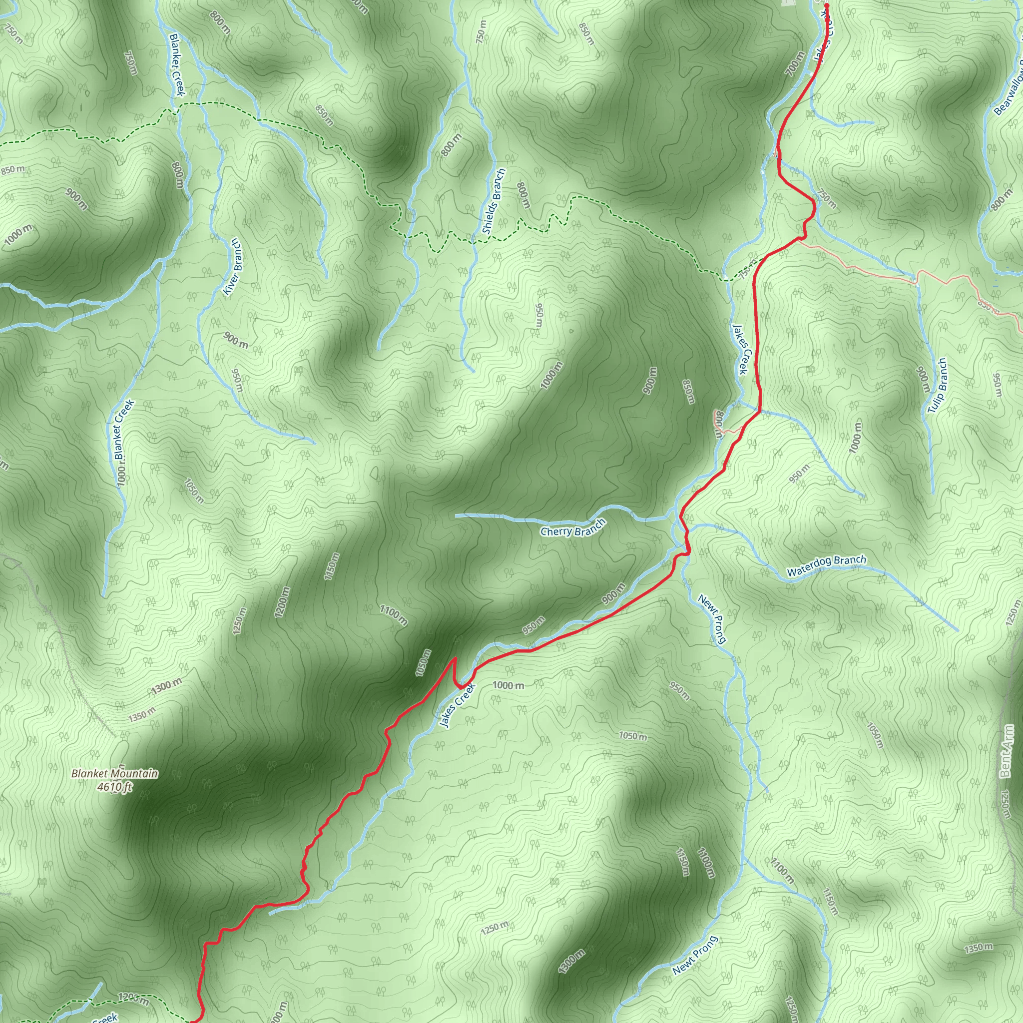 Jakes Creek Trail mobile static map