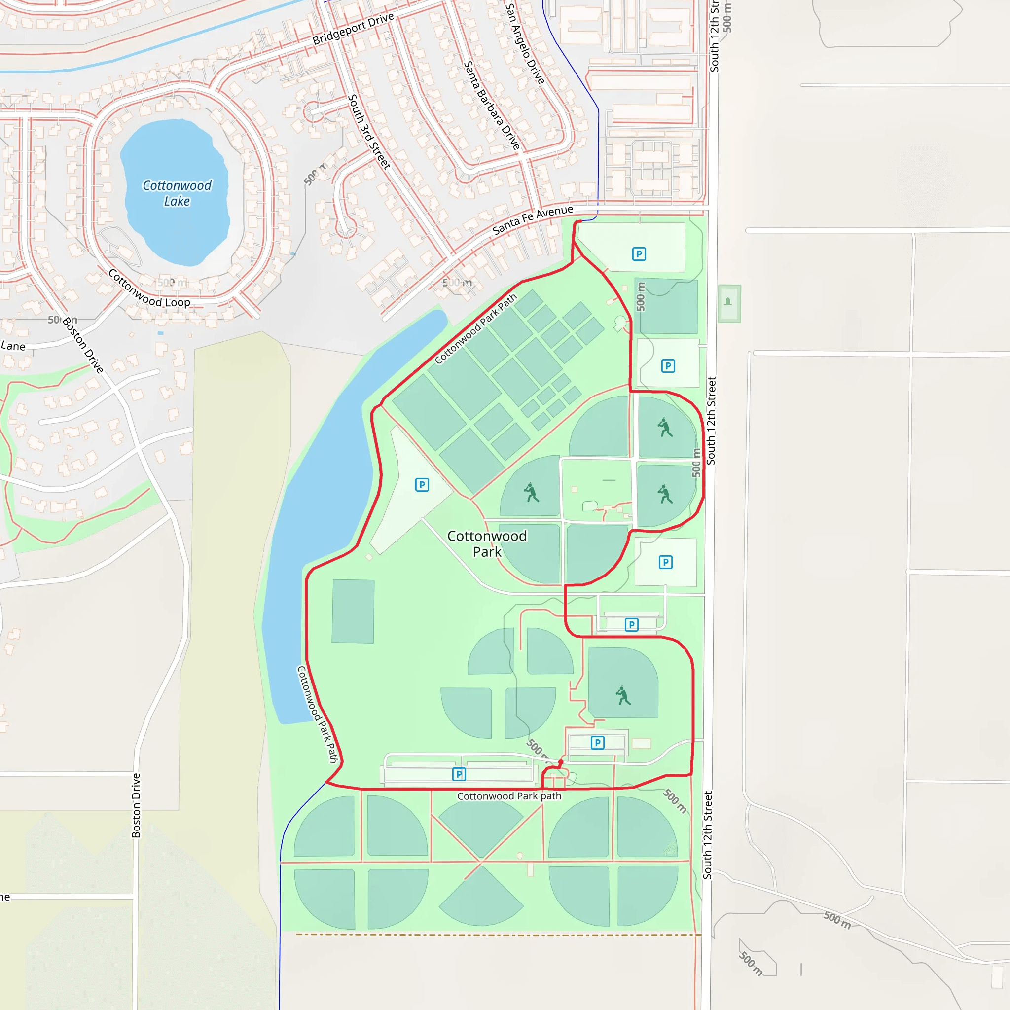 Cottonwood Park Loop mobile static map