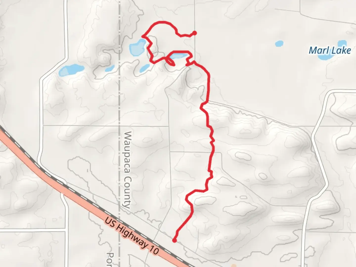 An image depicting the trail Ice age Trail from North Foley Drive and its surrounding area.