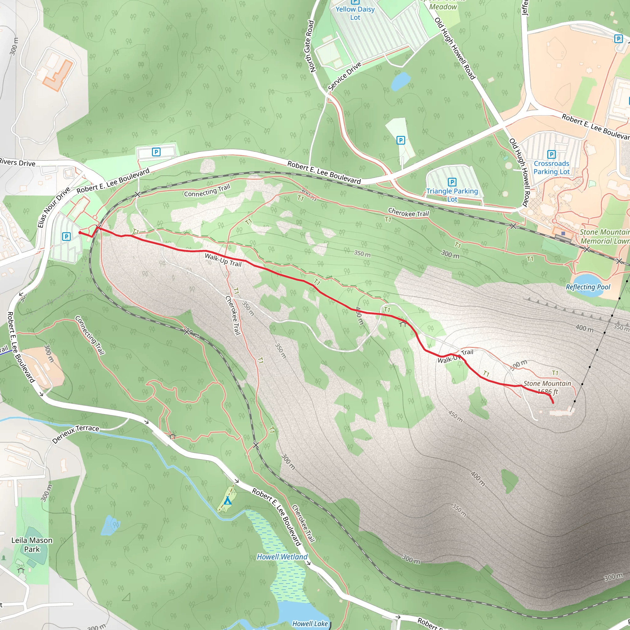 Stone Mountain via Walk-Up Trail mobile static map