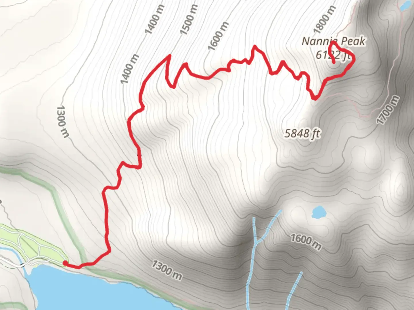 An image depicting the trail Nannie Peak from Walupt Lake and its surrounding area.
