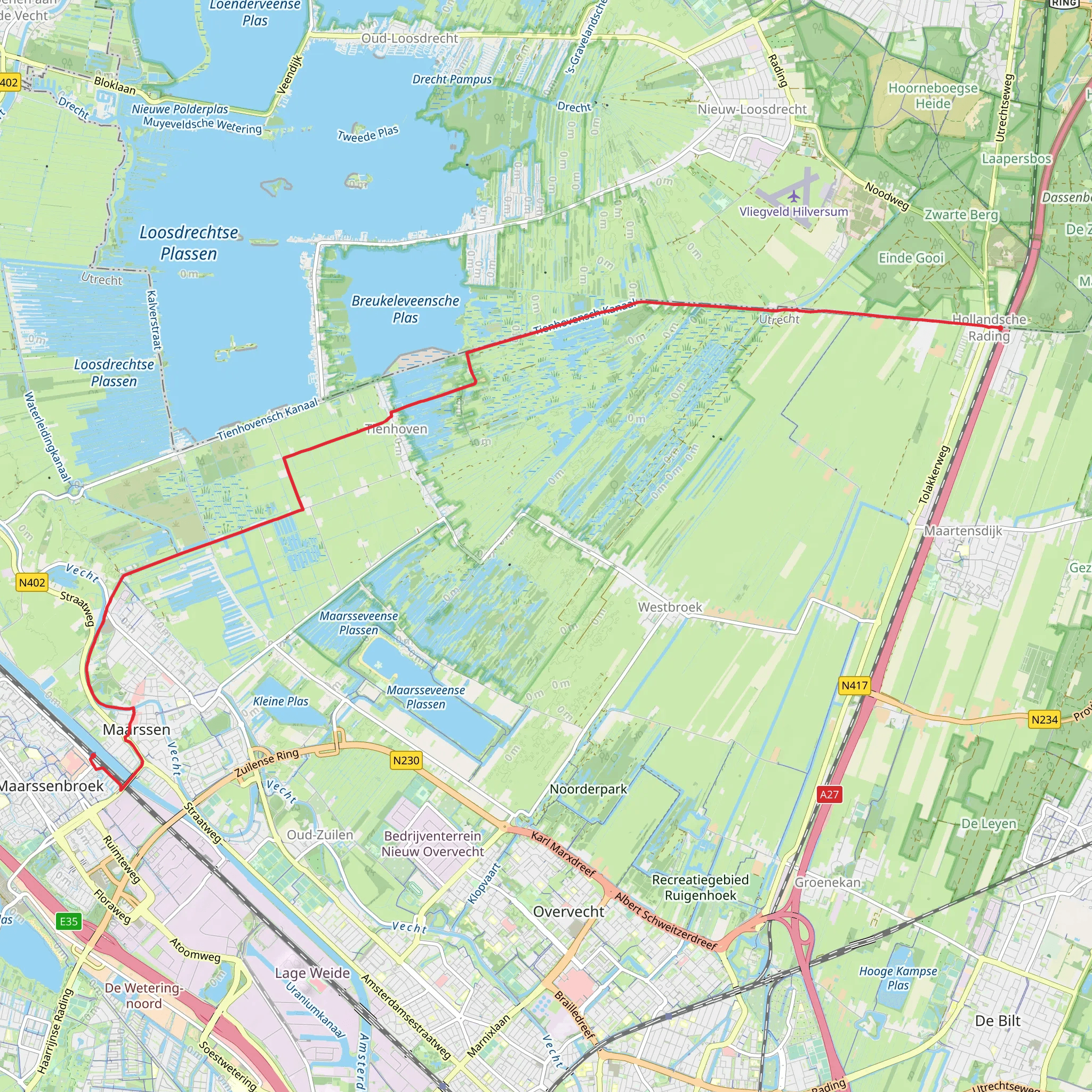 Hollandsche Rading to Maarssen via Tienhovensche and Maarsseveen mobile static map