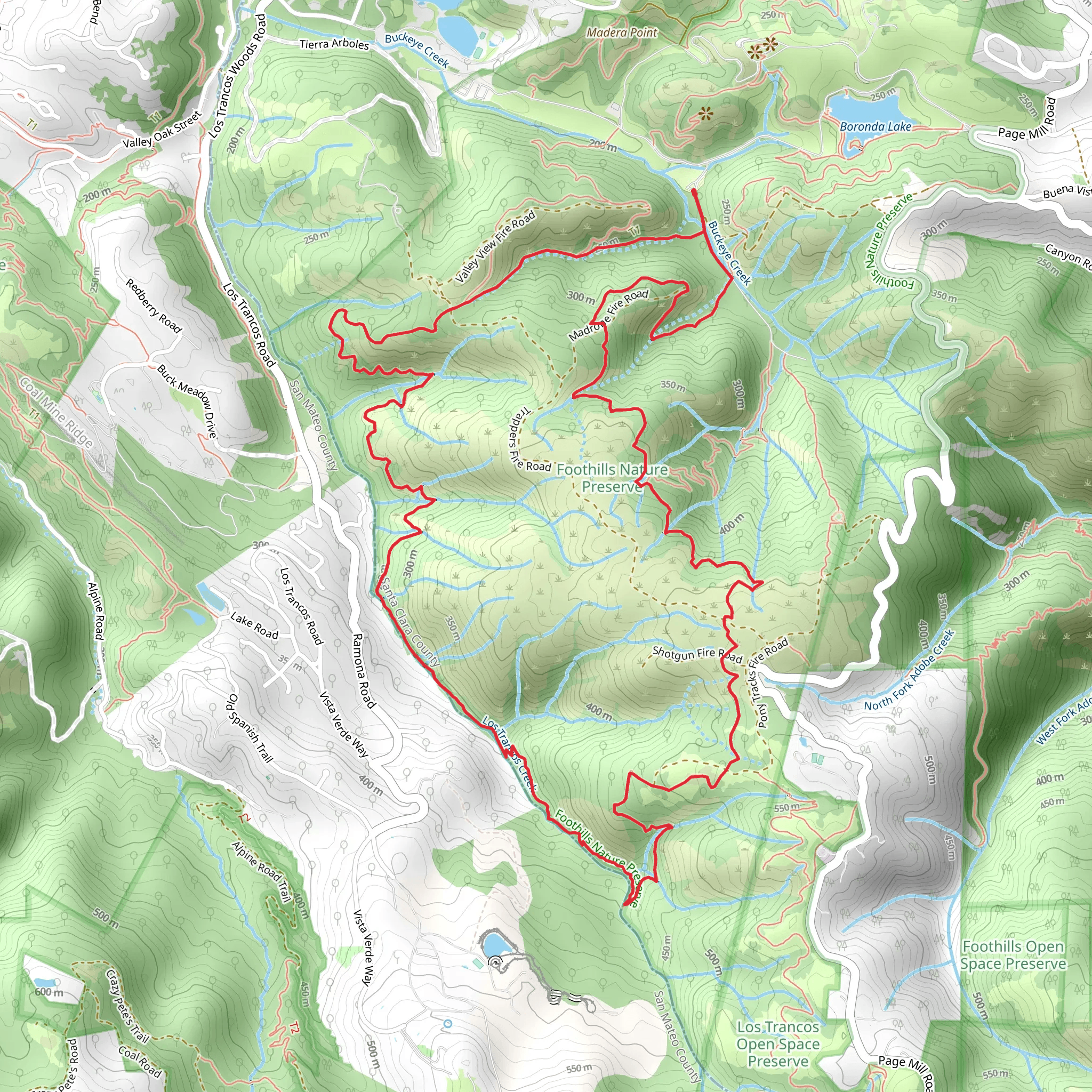 Steep Hollow and Los Trancos Loop Trail - Long mobile static map