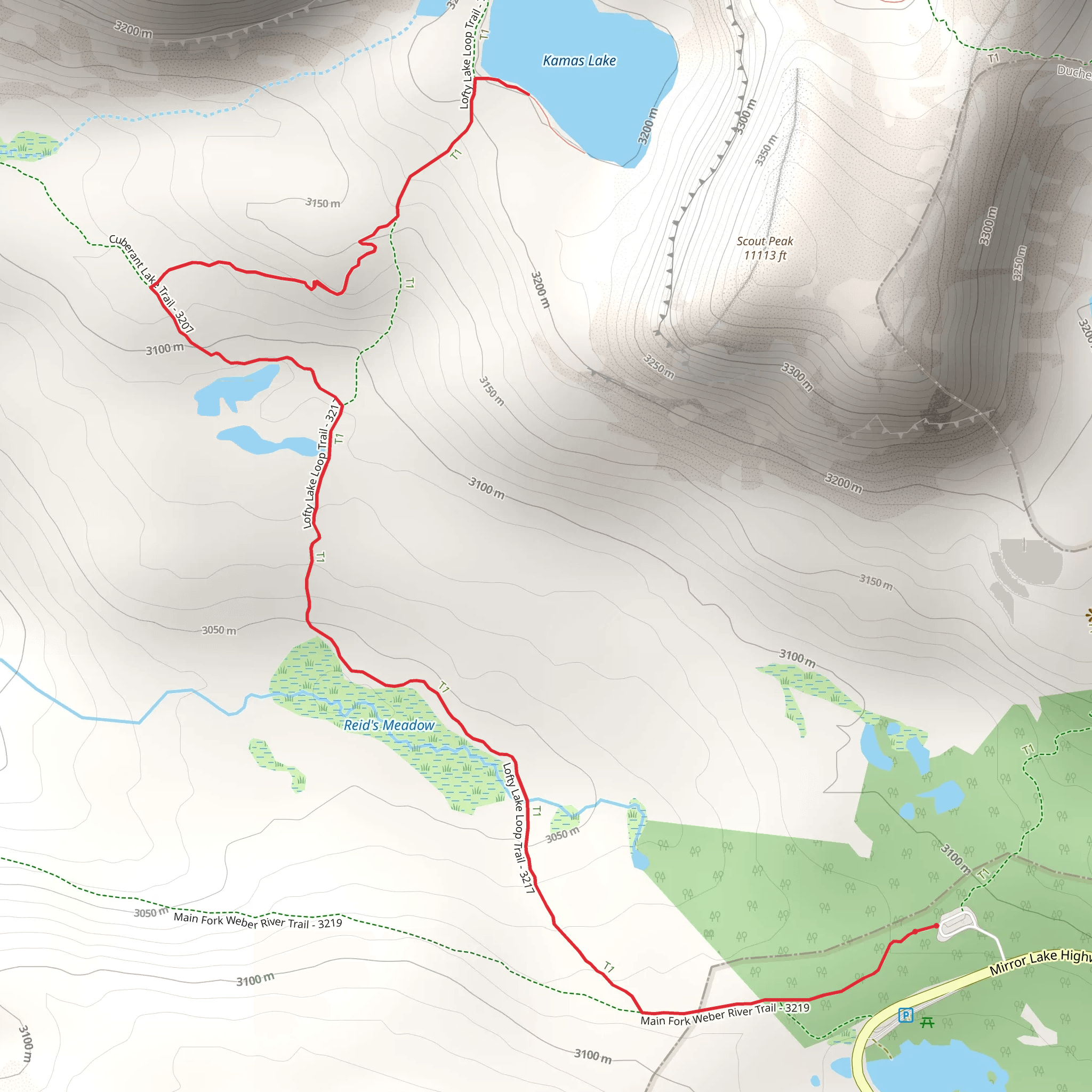 Kamas Lake via Lofty Lake Loop Trail mobile static map
