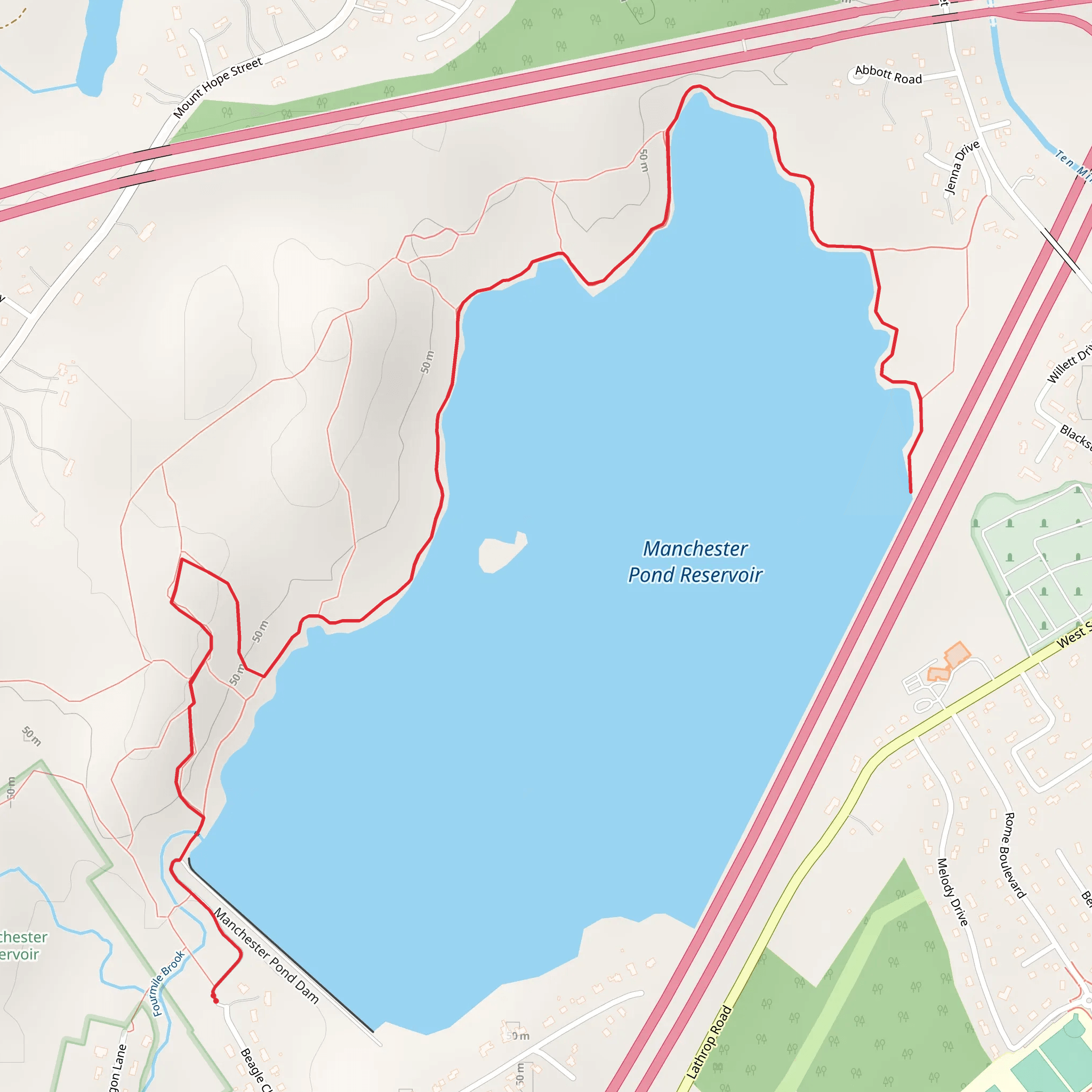 Manchester Pond from Beagle Club Road mobile static map