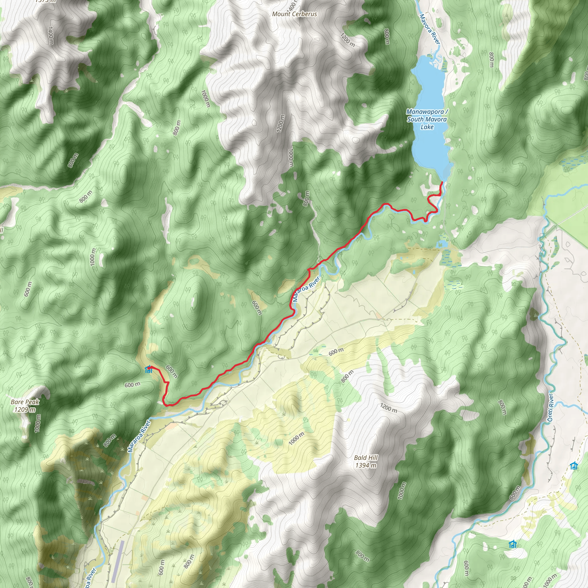 Lake Mavora to the Kiwi Burn Hut mobile static map