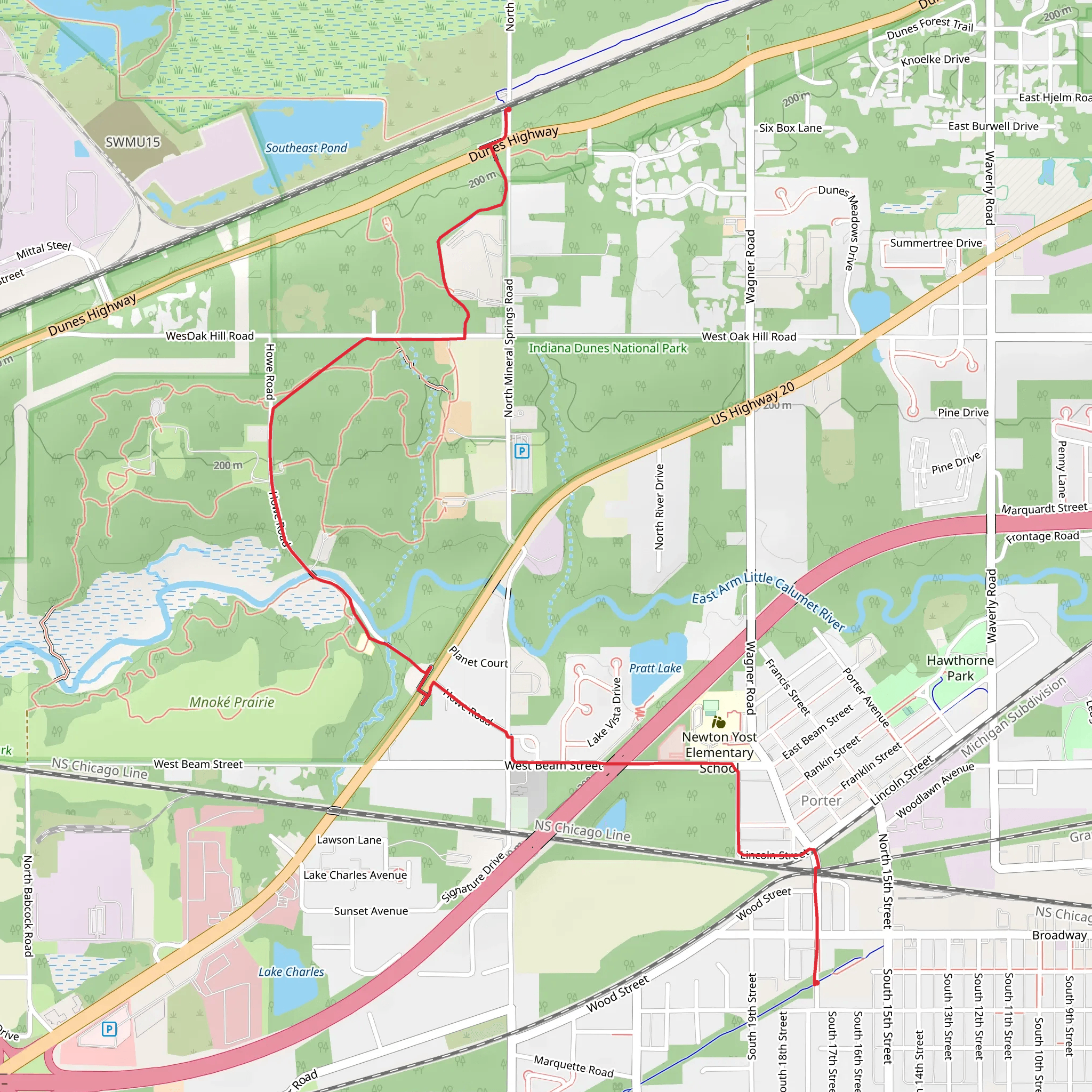 Porter Brickyard Trail mobile static map