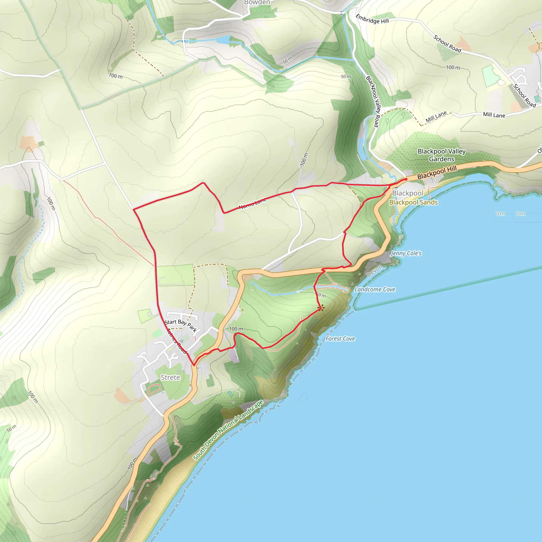 Blackpool Sands and Strete Walk mobile static map