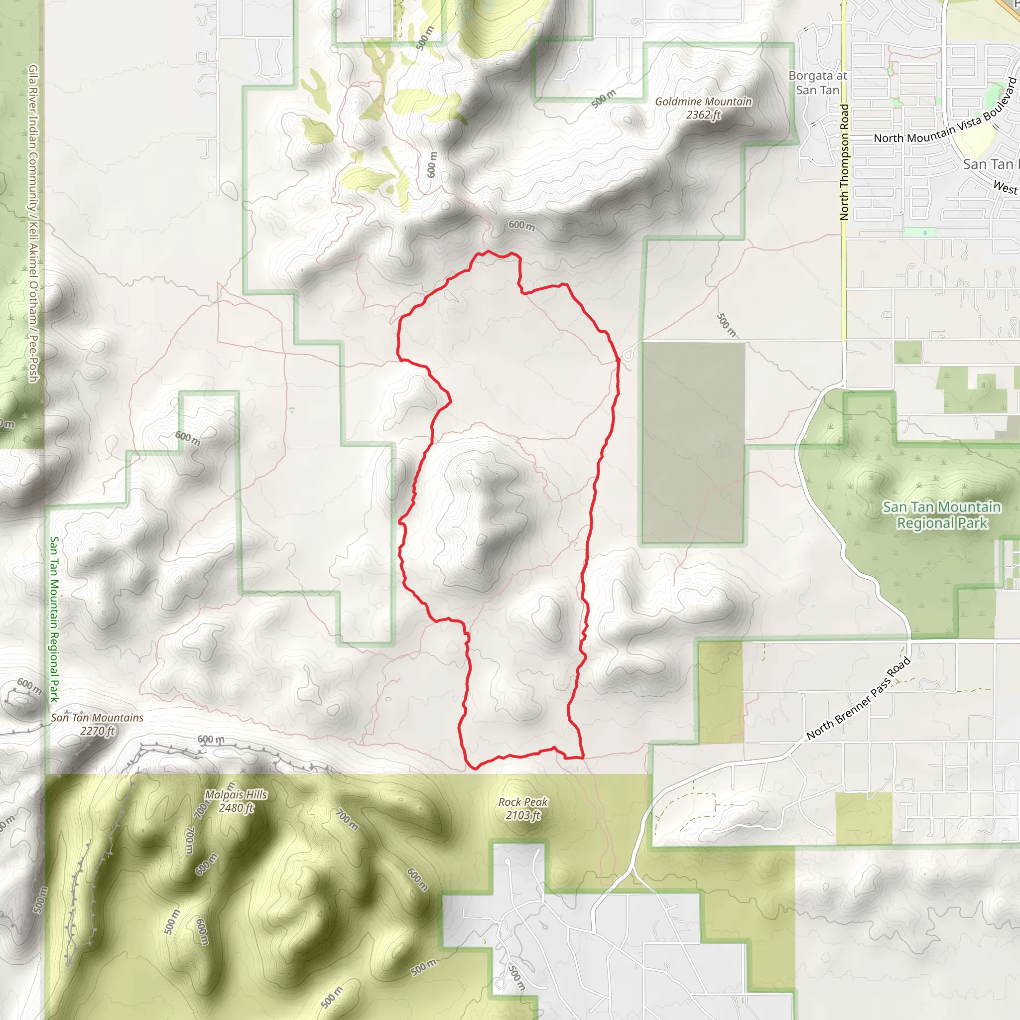 San Tan Mountain Regional Park Loop mobile static map
