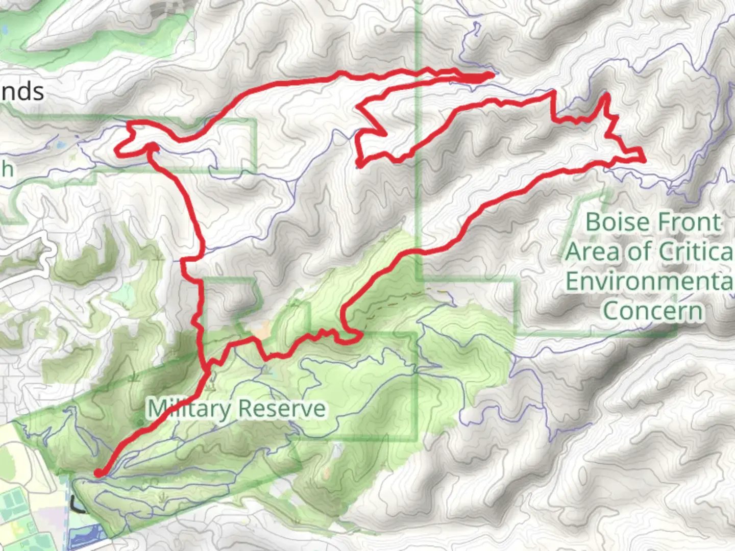 An image depicting the trail Three Bears, Freestone Ridge and Lower Hulls Gulch Loop and its surrounding area.