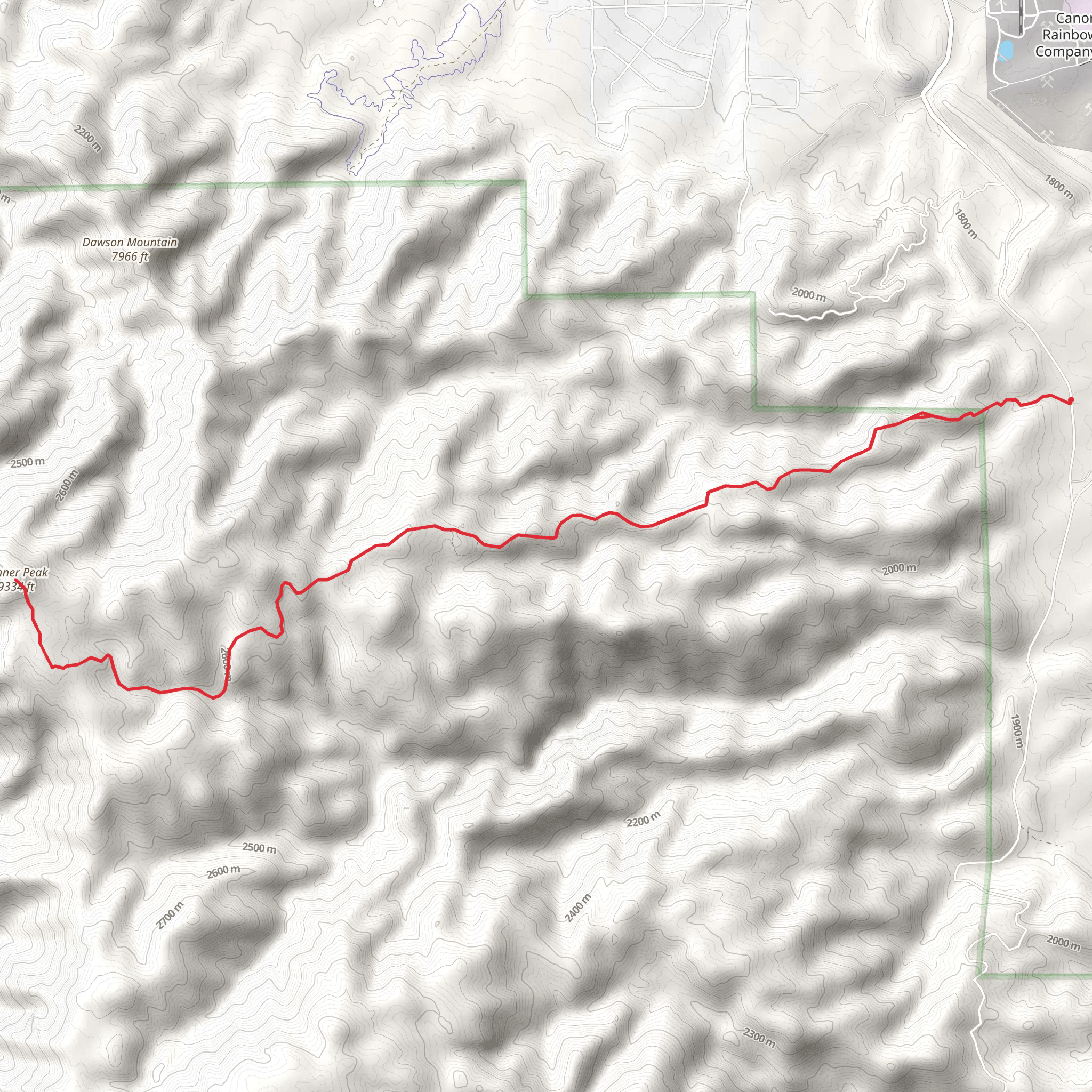 Tanner Peak Trail mobile static map