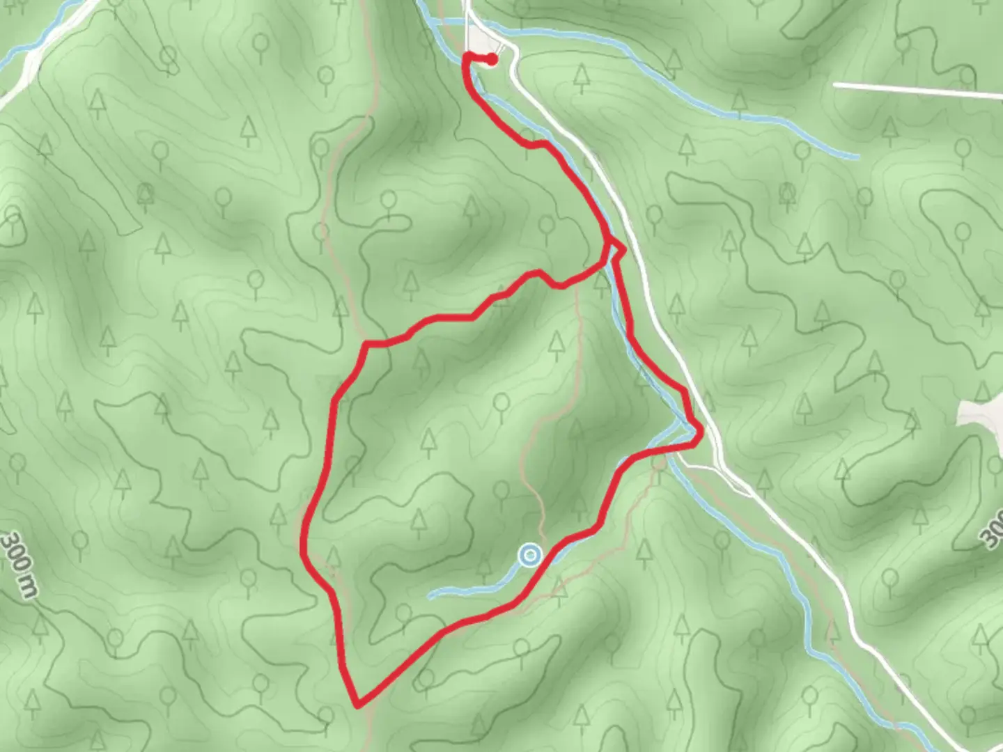 An image depicting the trail Oak Leaf - Acorn - Mushroom Loop Trail and its surrounding area.
