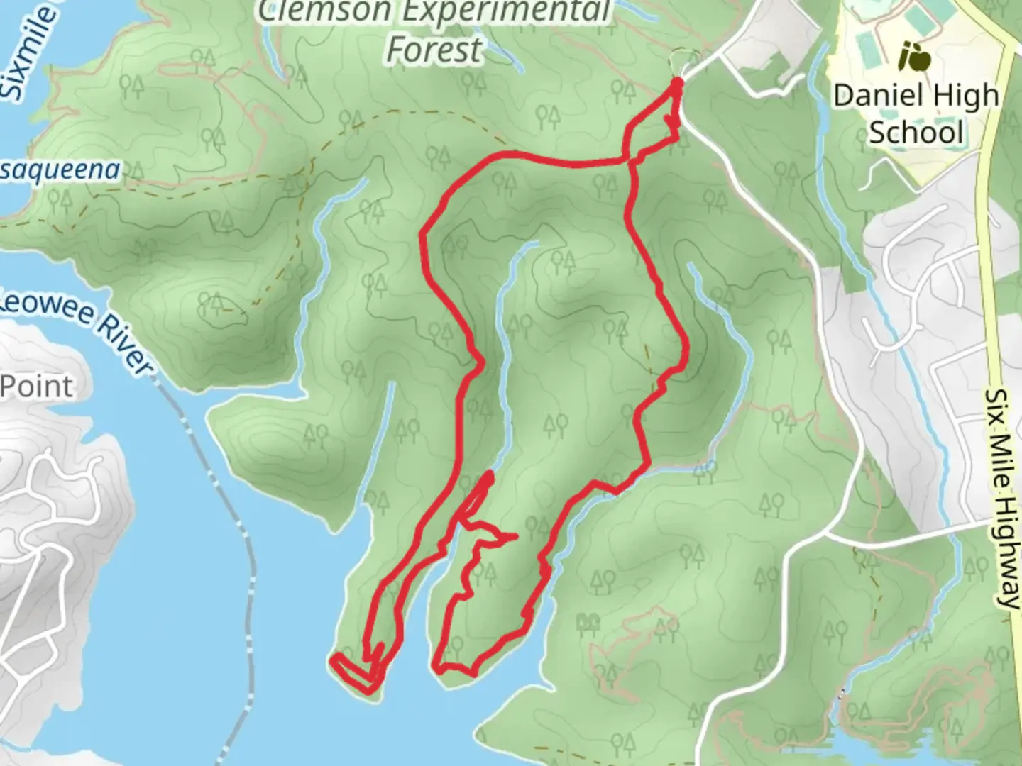 An image depicting the trail Logging Road 2 and Double Logging Road Loop Trail and its surrounding area.