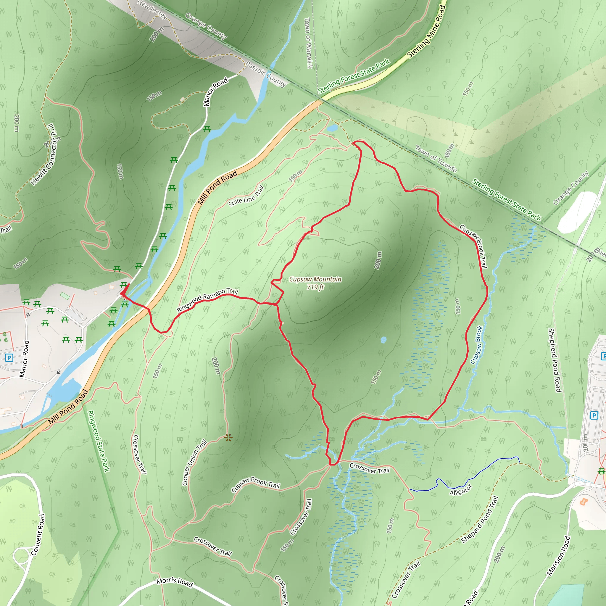 Ringwood-Ramapo and Cupsaw Brook Loop Trail mobile static map