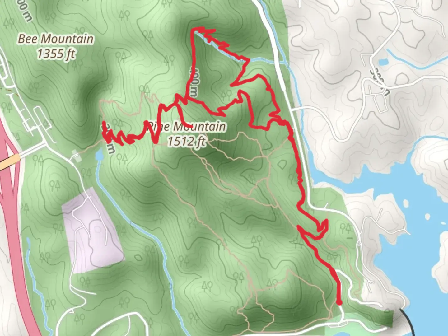 An image depicting the trail East, West and Summit Overlook Loop and its surrounding area.
