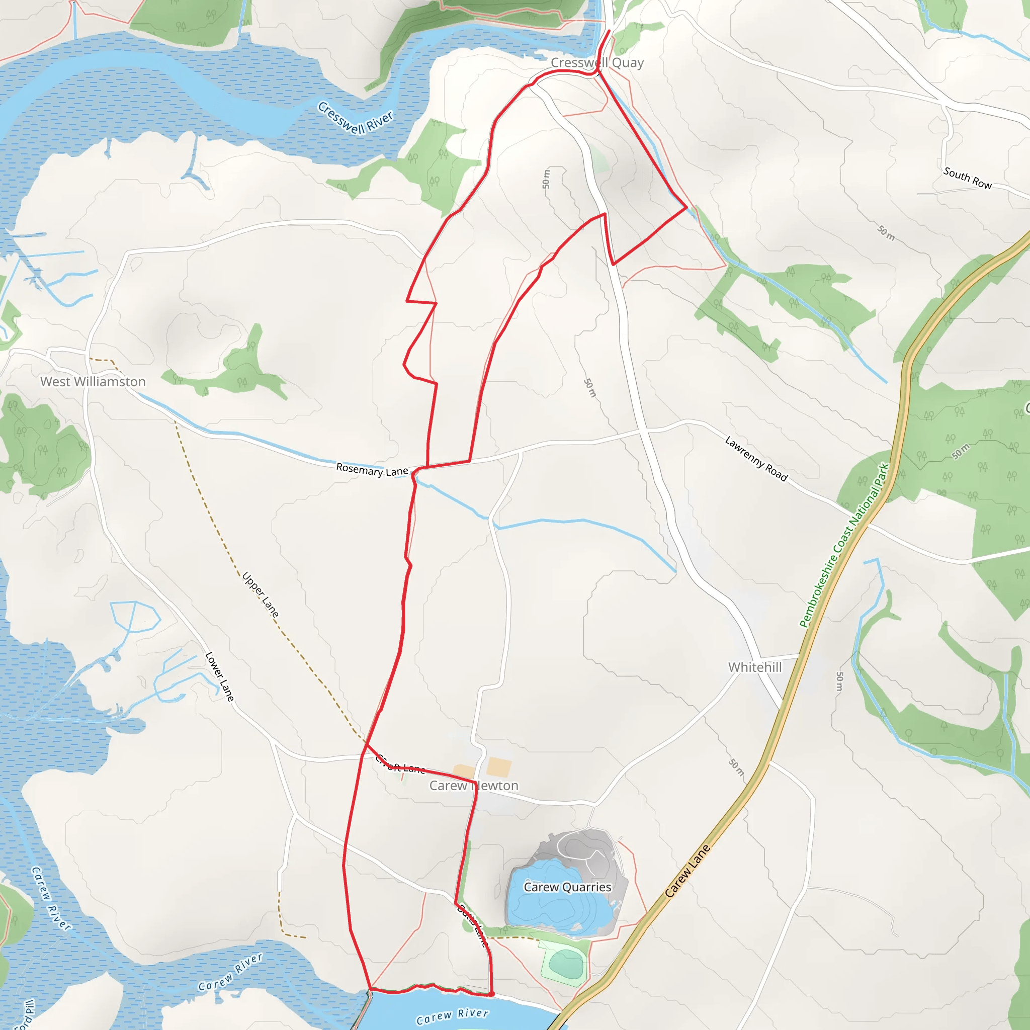 Carew - Cresswell Quay mobile static map