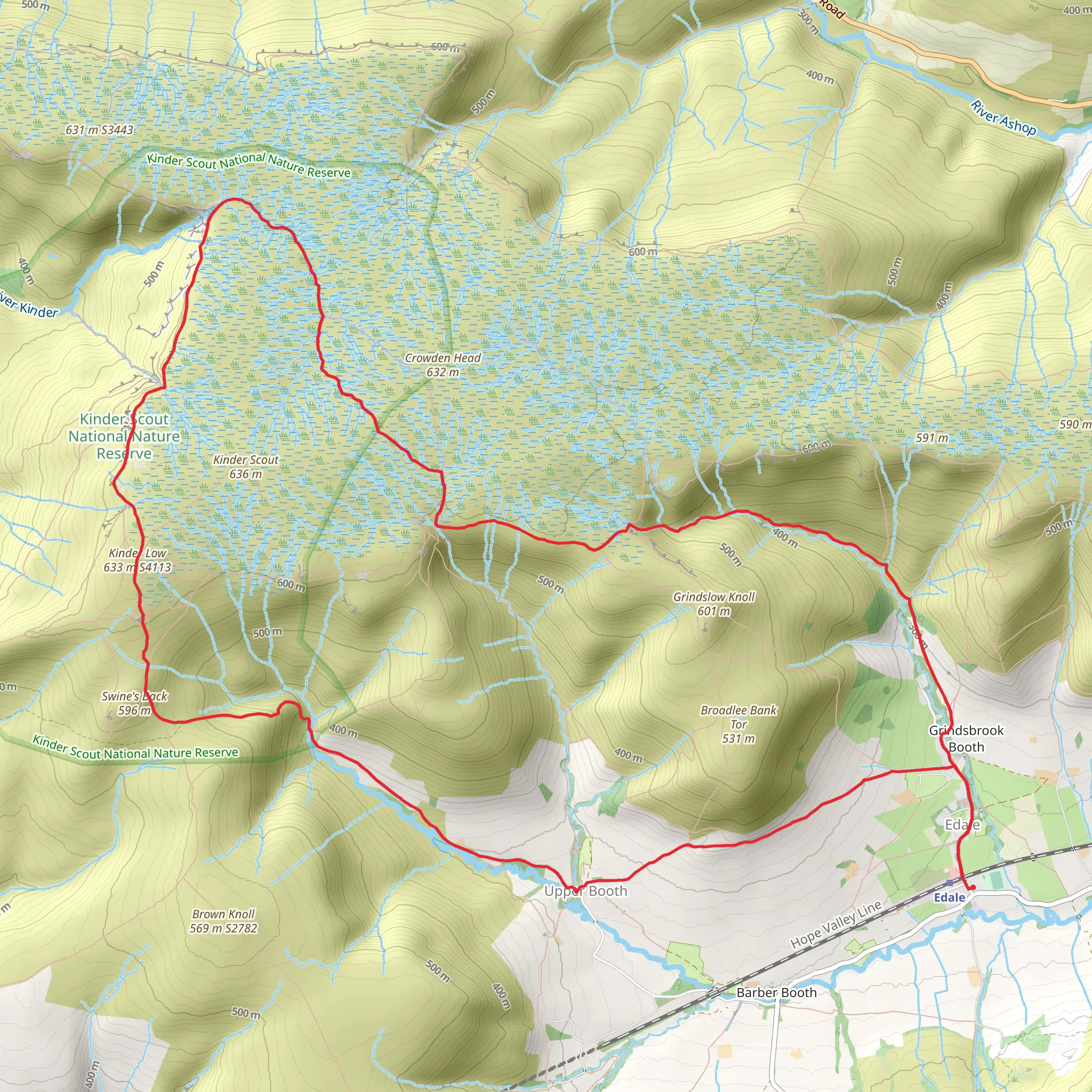 Kinder Low Loop from Edale mobile static map
