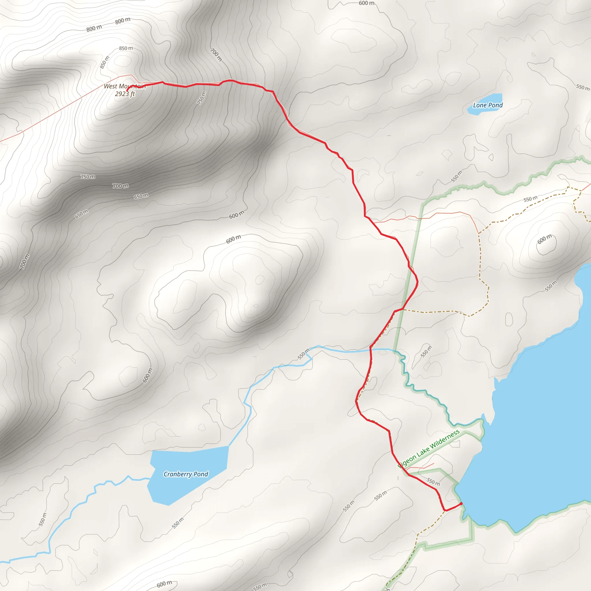 West Mountain from NYS desinnated Tentsite mobile static map