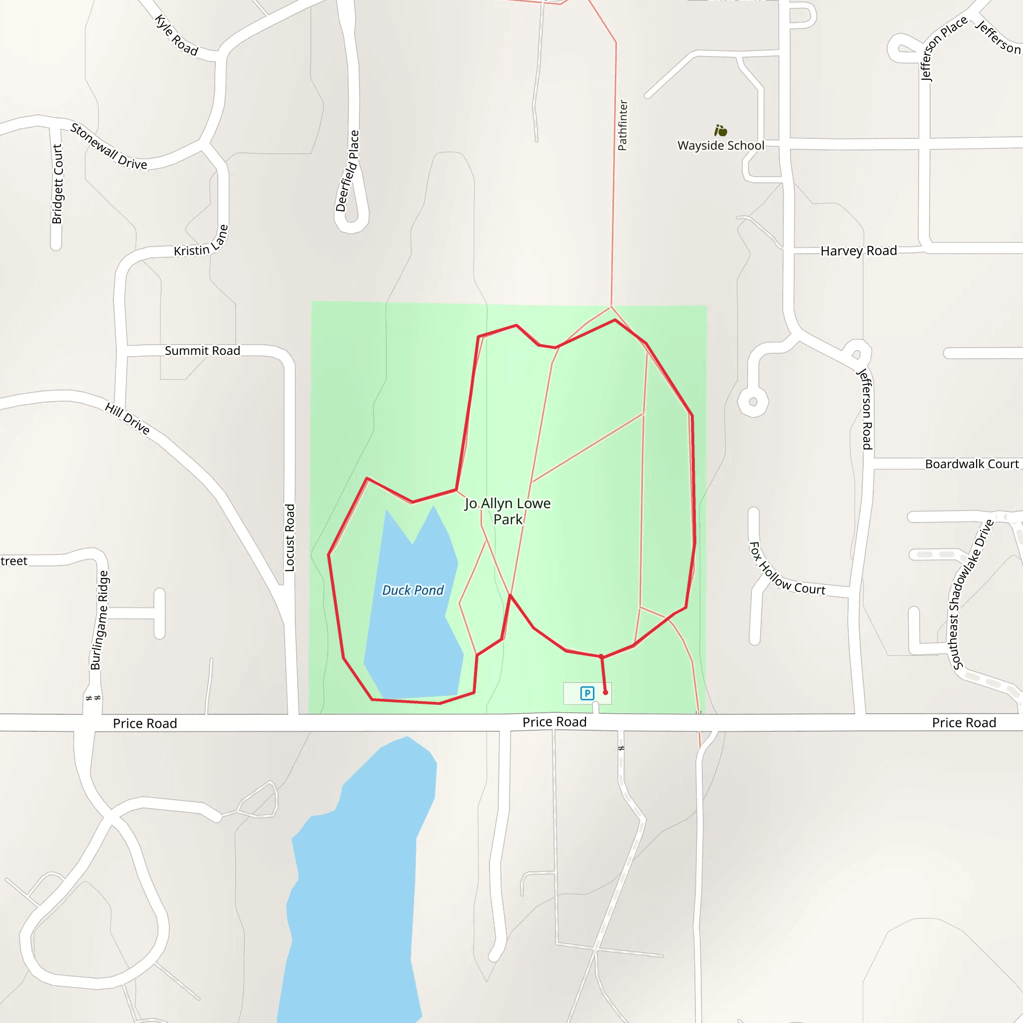 Duck Pond and Jo Allyn Lowe Park LoopLoop mobile static map