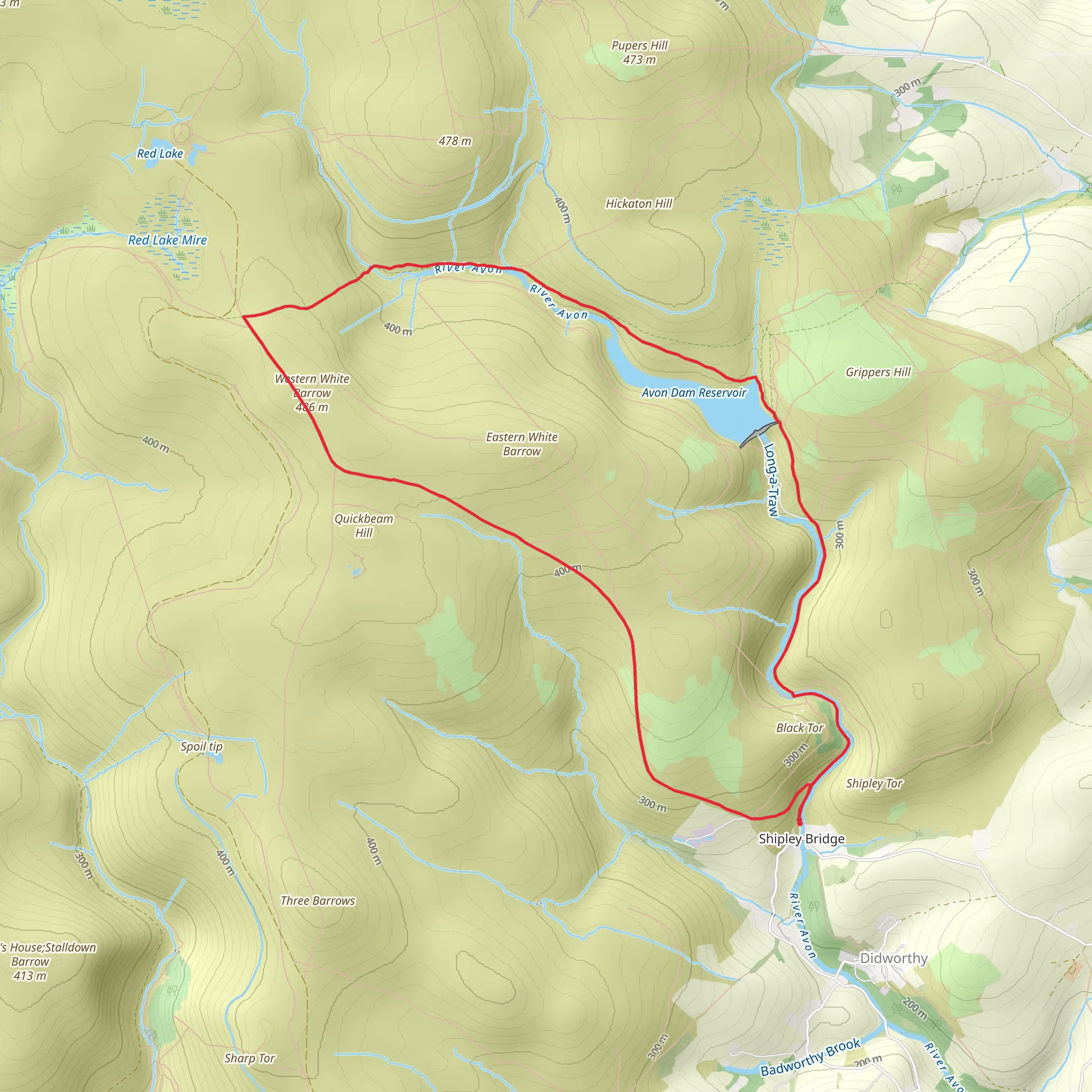 Avon Dam and Redlake Tramway from Shipley Bridge mobile static map