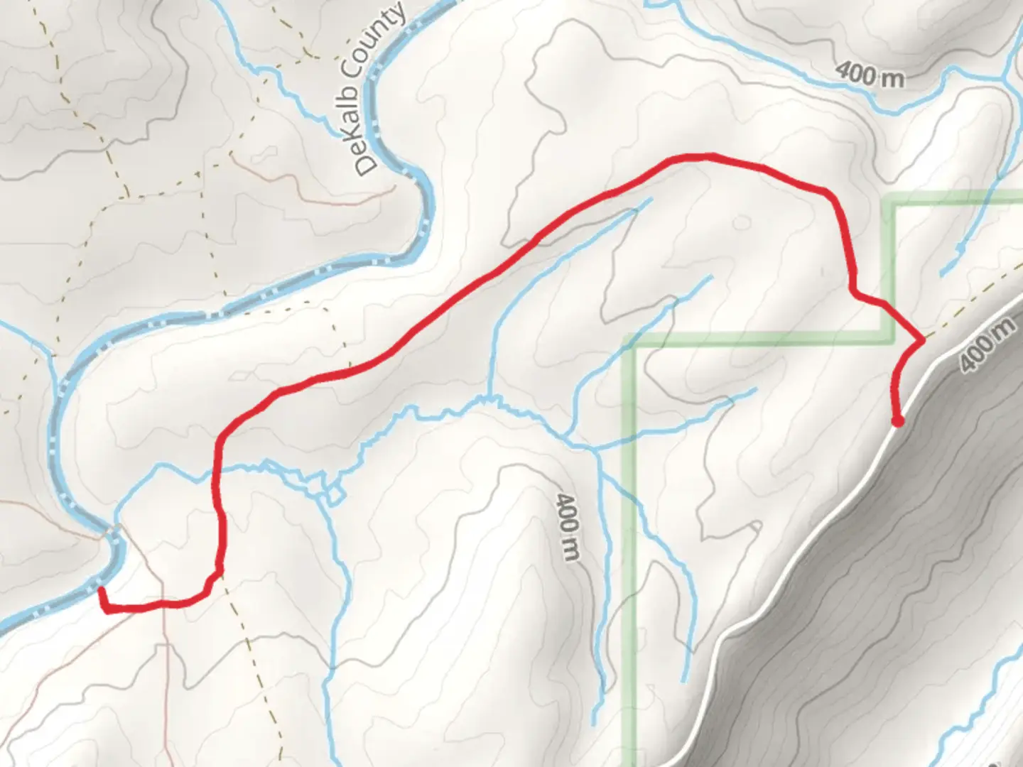 An image depicting the trail Little River from County Road 103 and its surrounding area.
