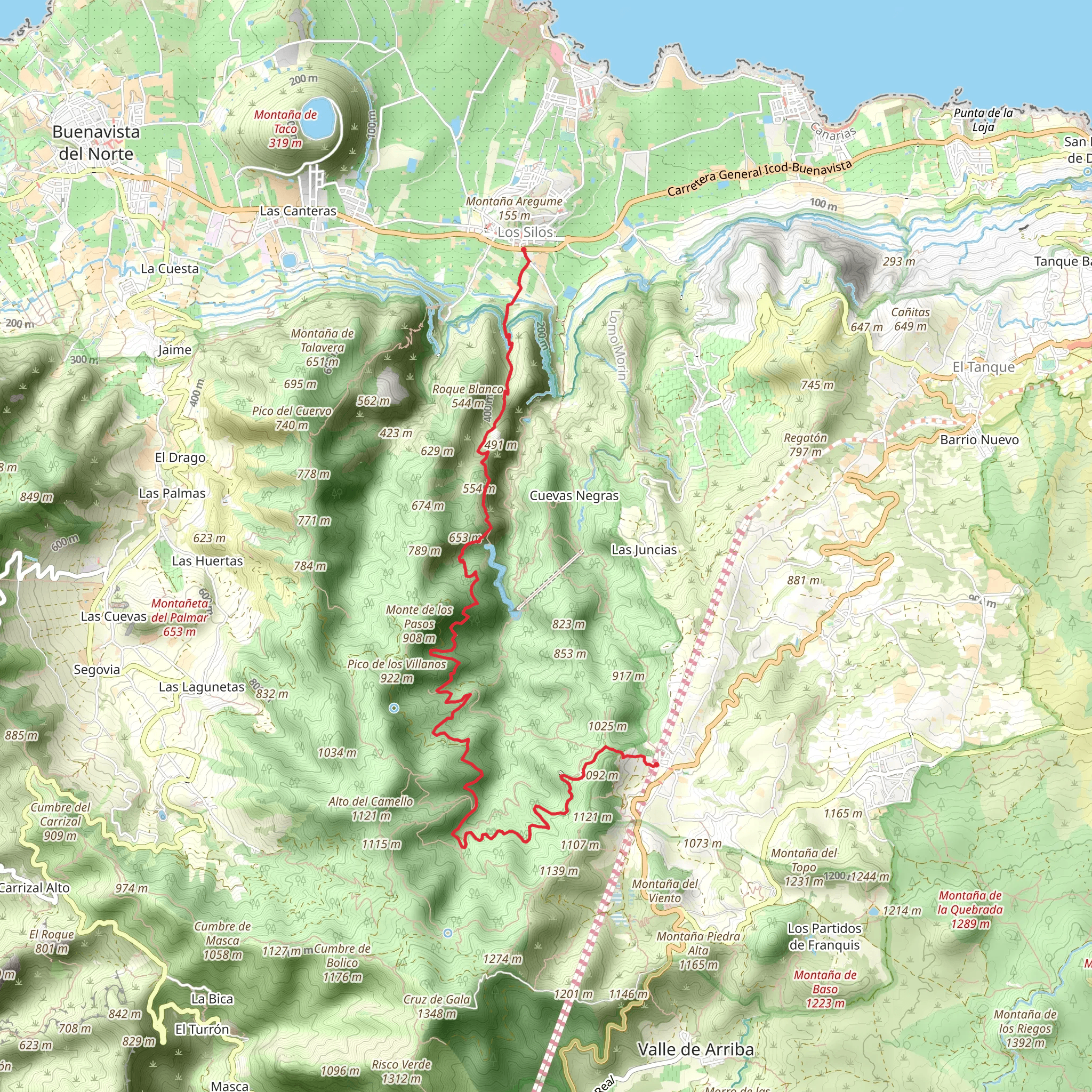 Los Silos - Las Moradas - Monte del Agua PR TF 54 mobile static map