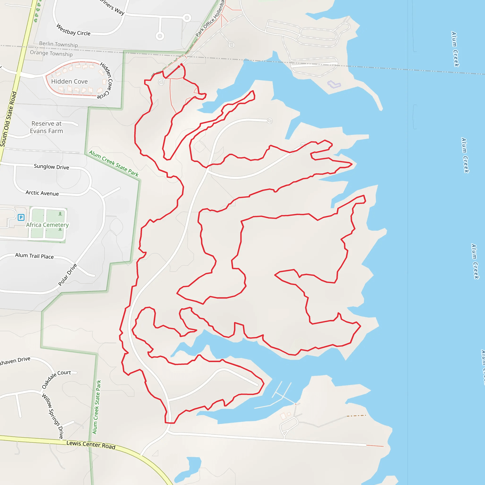 Alum Creek West Shore Loop - Lewis Center Road mobile static map
