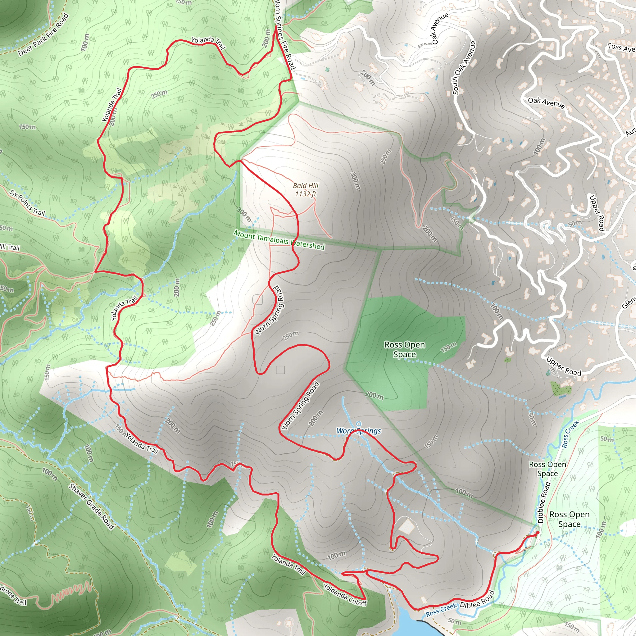 Bald Hill Loop via Yolanda Trail mobile static map