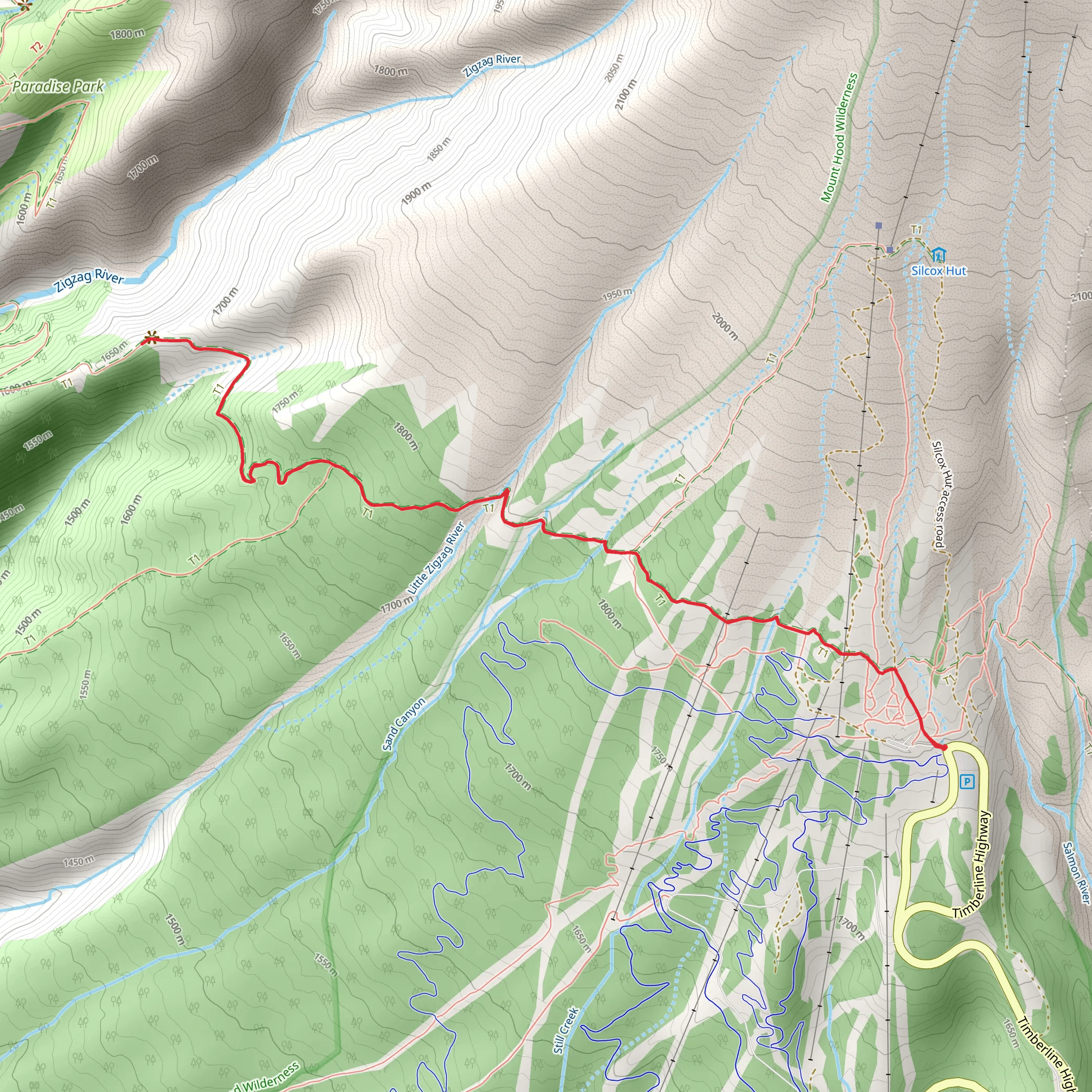 Mt Hood Timberline and PCT mobile static map
